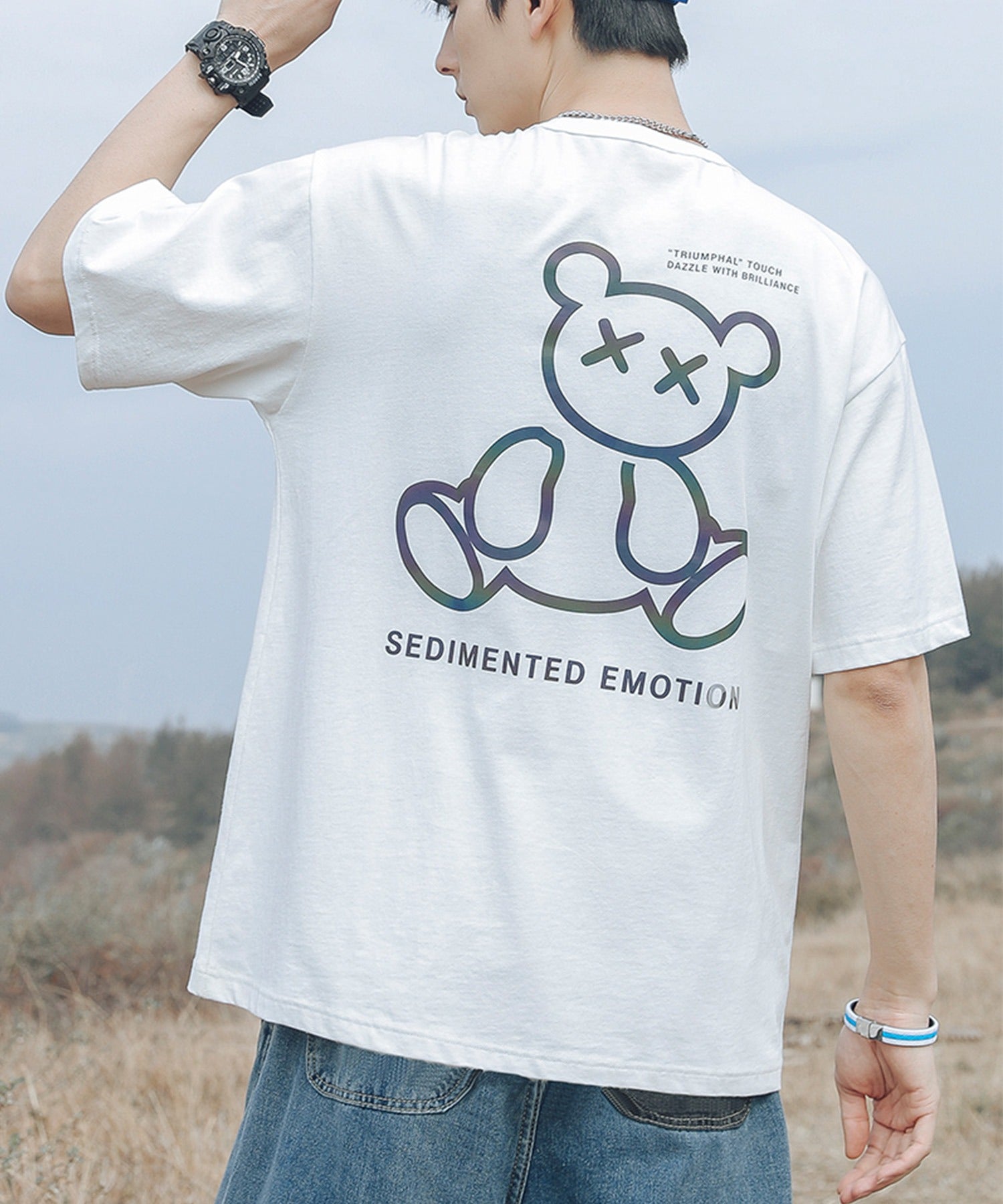 フック HOOK 【HOOK】ベアプリント◇ビッグtシャツ （ホワイト） ホワイト