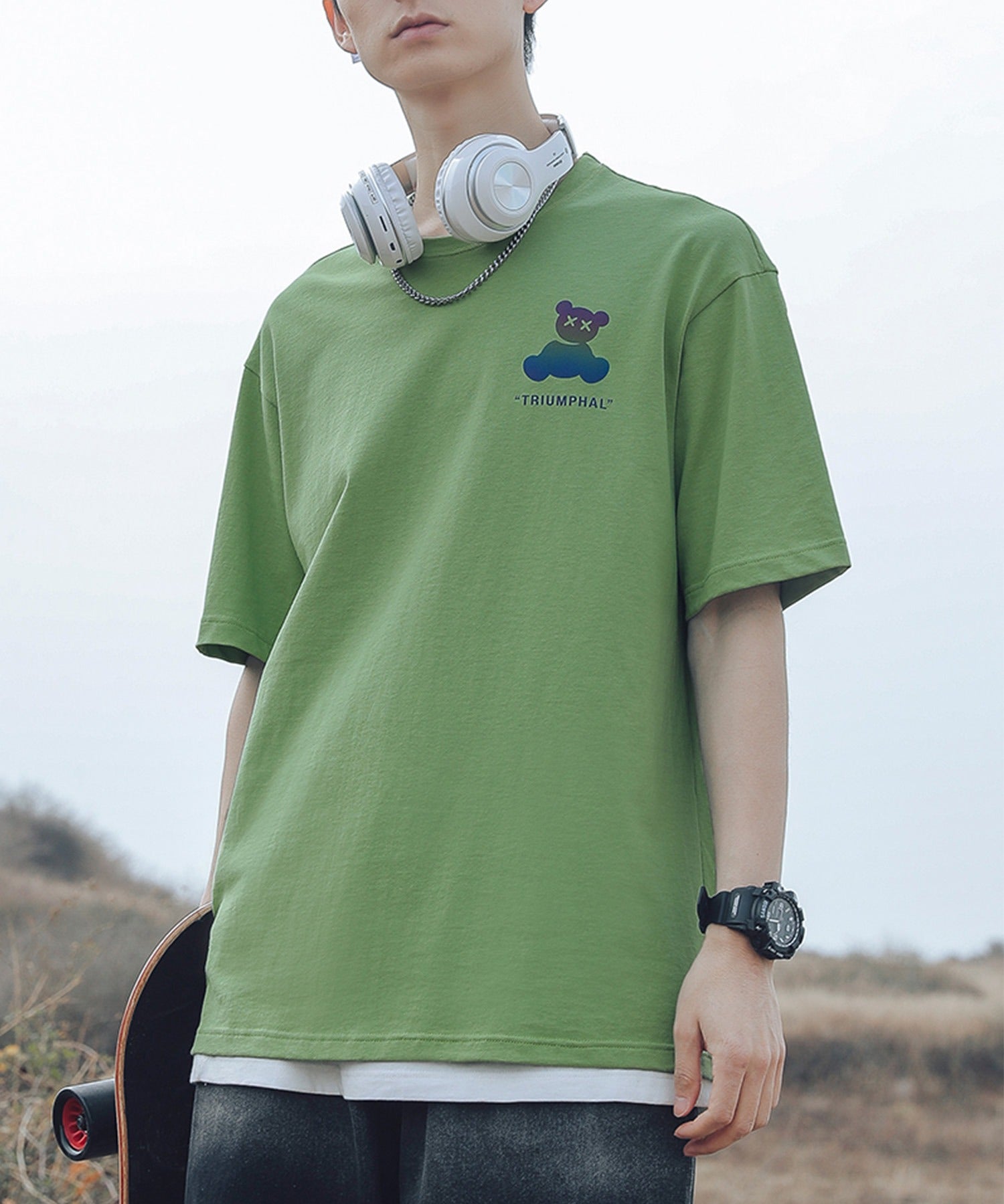 フック HOOK 【HOOK】ベアプリント◇ビッグtシャツ （ホワイト） ホワイト