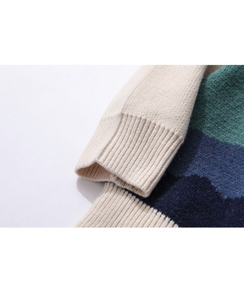 フック HOOK 【HOOK】パッチワーク刺繍 古着風 薄手ニット・セーター