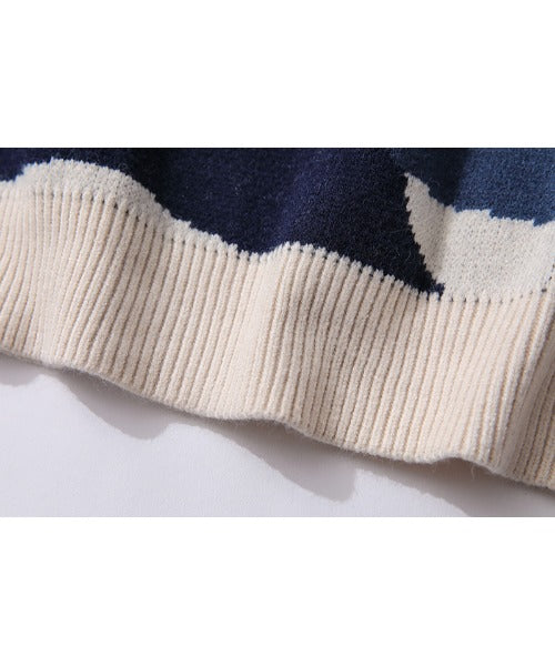 フック HOOK 【HOOK】パッチワーク刺繍 古着風 薄手ニット・セーター