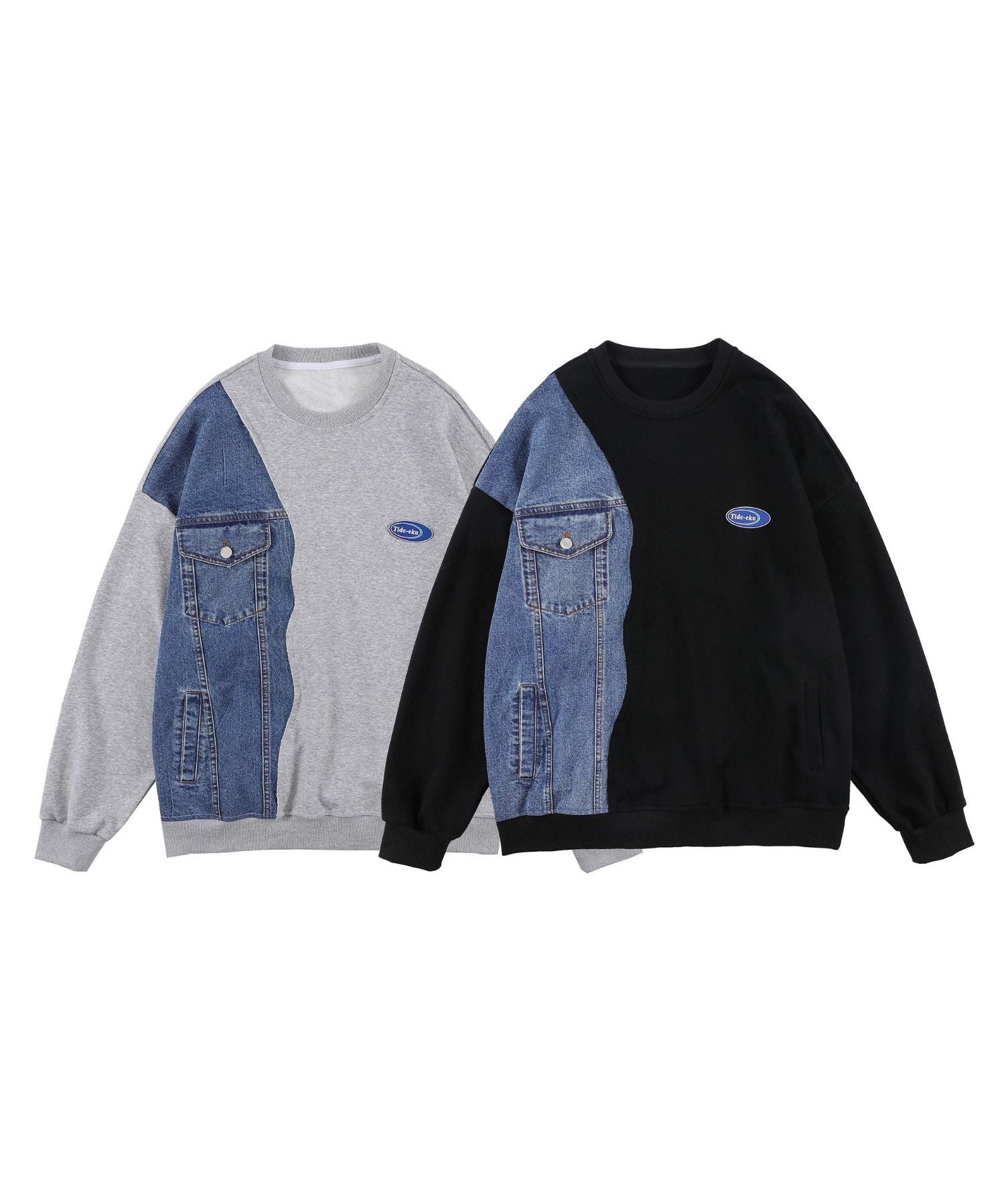 フック HOOK 【HOOK】個性派・デニム切り替えスウェット