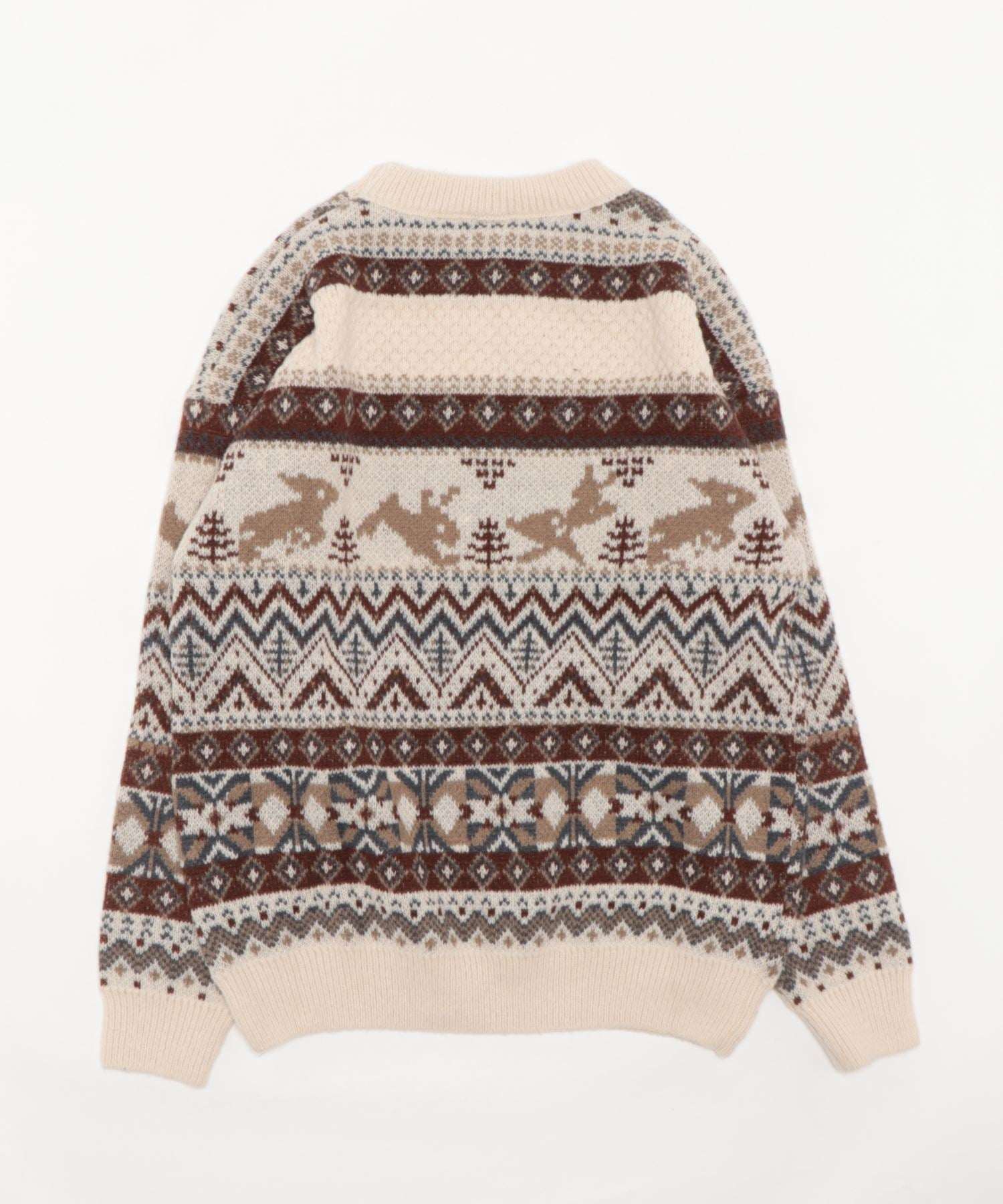 フック HOOK 【HOOK】古着風民族模様ニット風スウェット