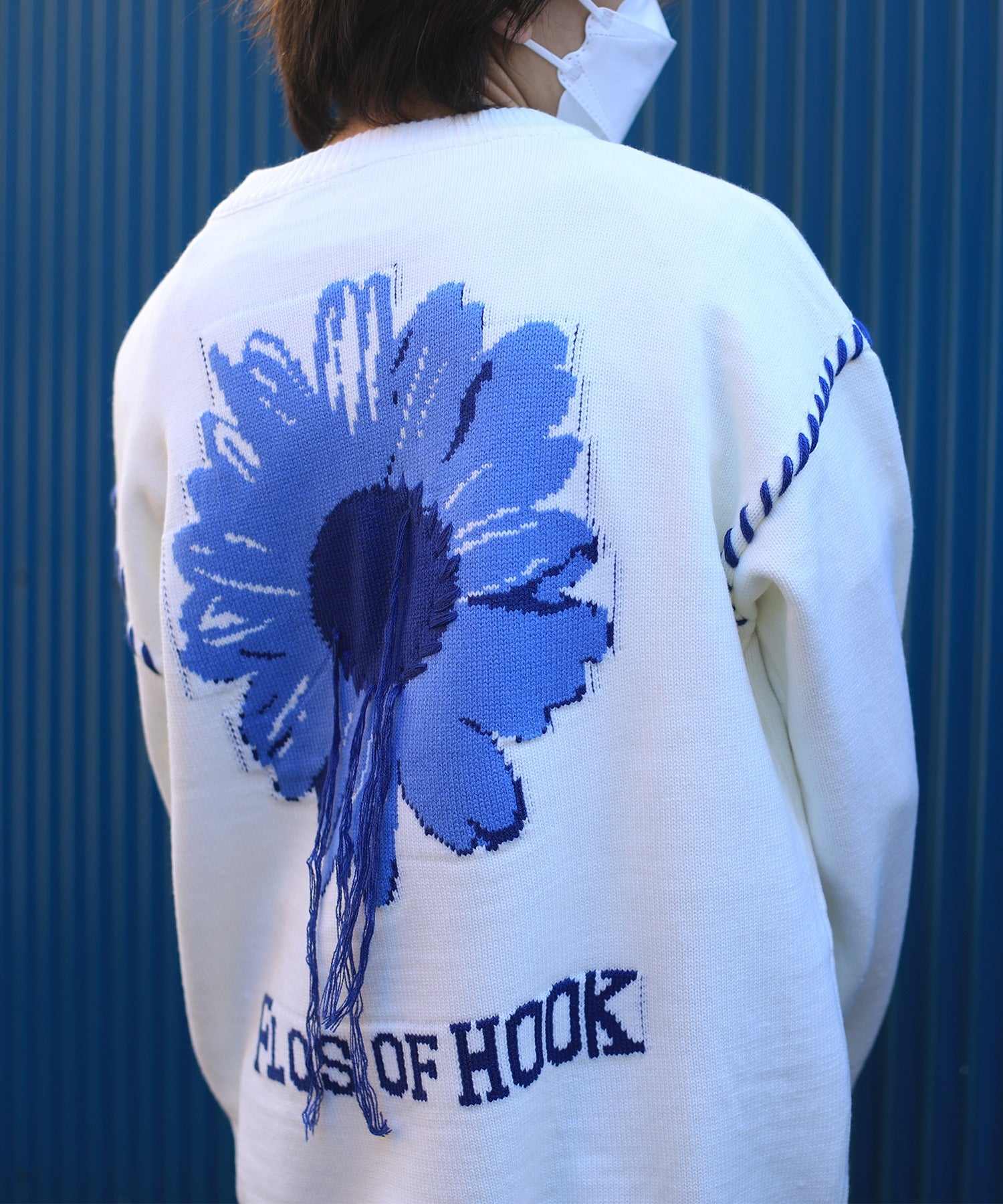 フック HOOK 【HOOK 】ーoriginalー 個性派レイジーステッチフリンジ付きマーガレットニットプルオーバー