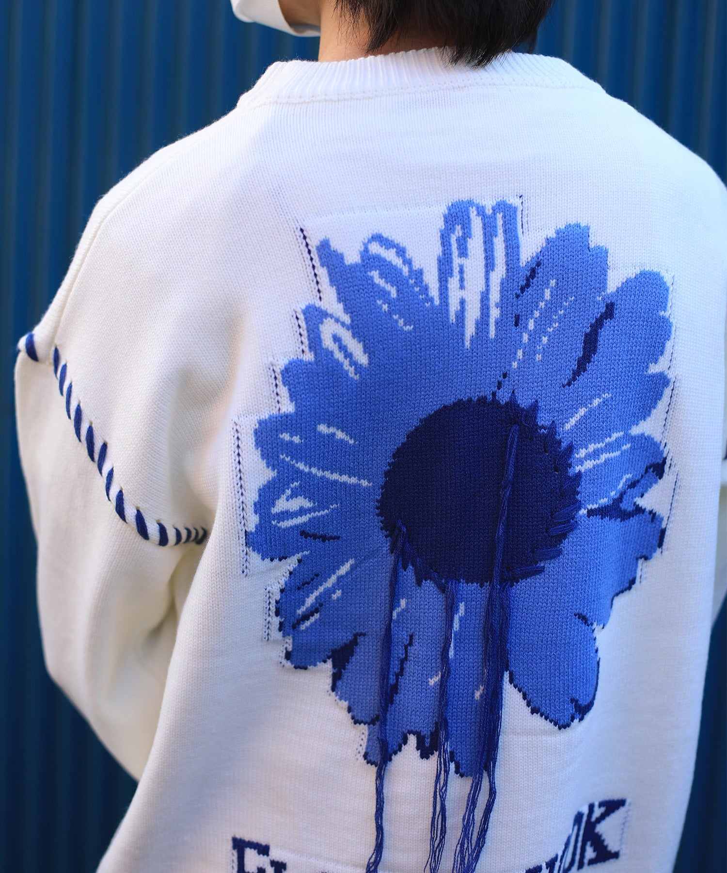 フック HOOK 【HOOK 】ーoriginalー 個性派レイジーステッチフリンジ付きマーガレットニットプルオーバー