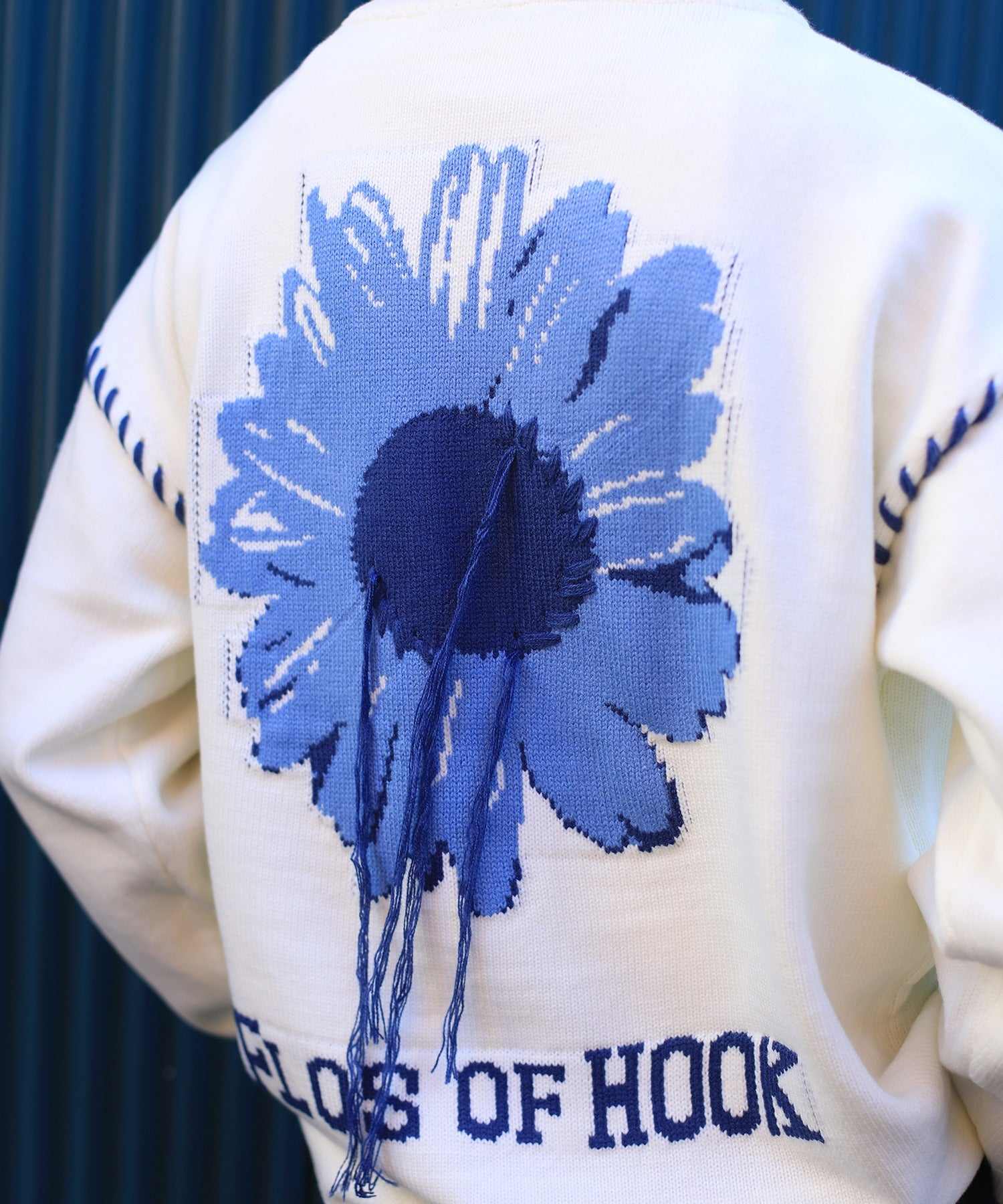 フック HOOK 【HOOK 】ーoriginalー 個性派レイジーステッチフリンジ付きマーガレットニットプルオーバー