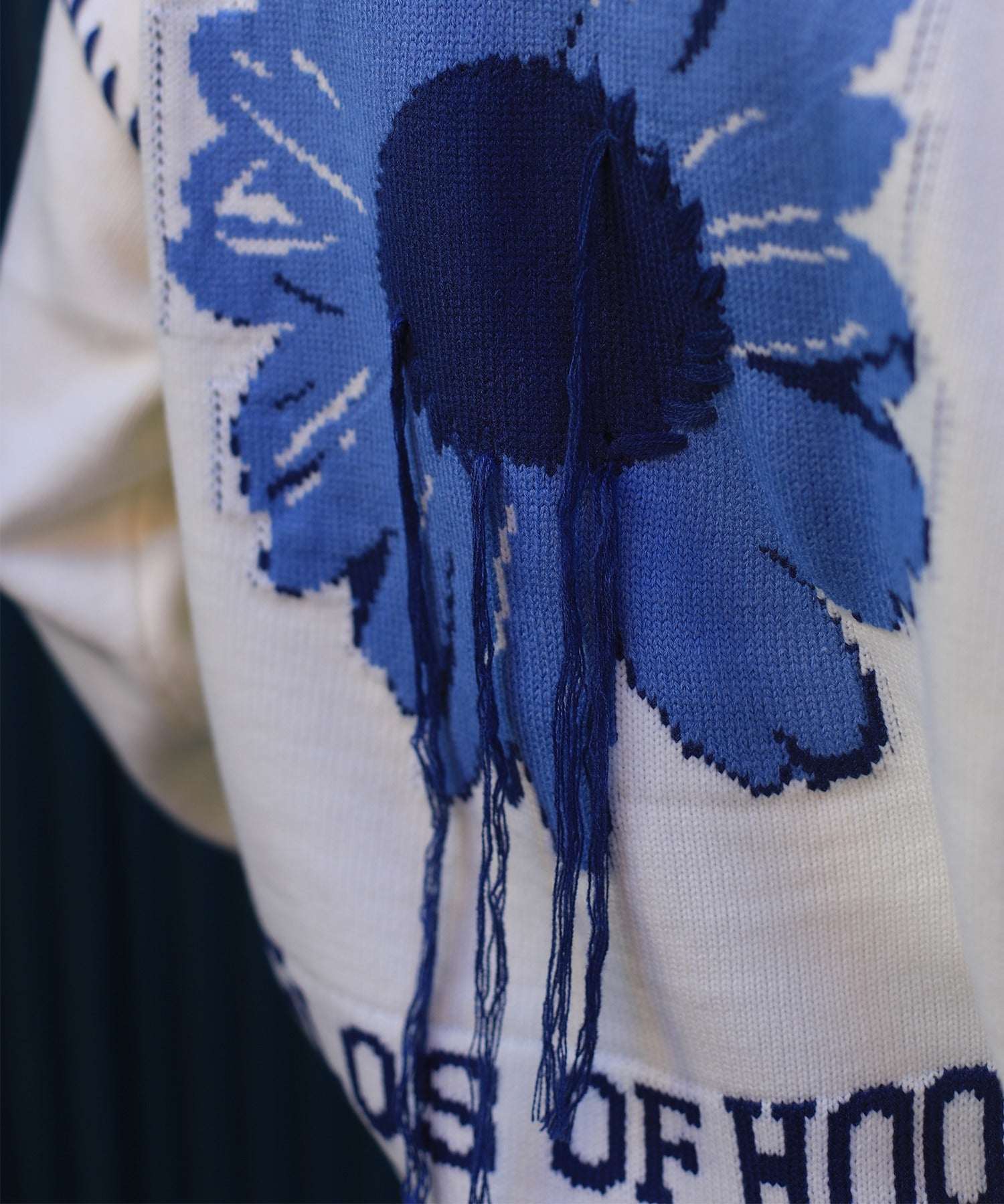 フック HOOK 【HOOK 】ーoriginalー 個性派レイジーステッチフリンジ付きマーガレットニットプルオーバー