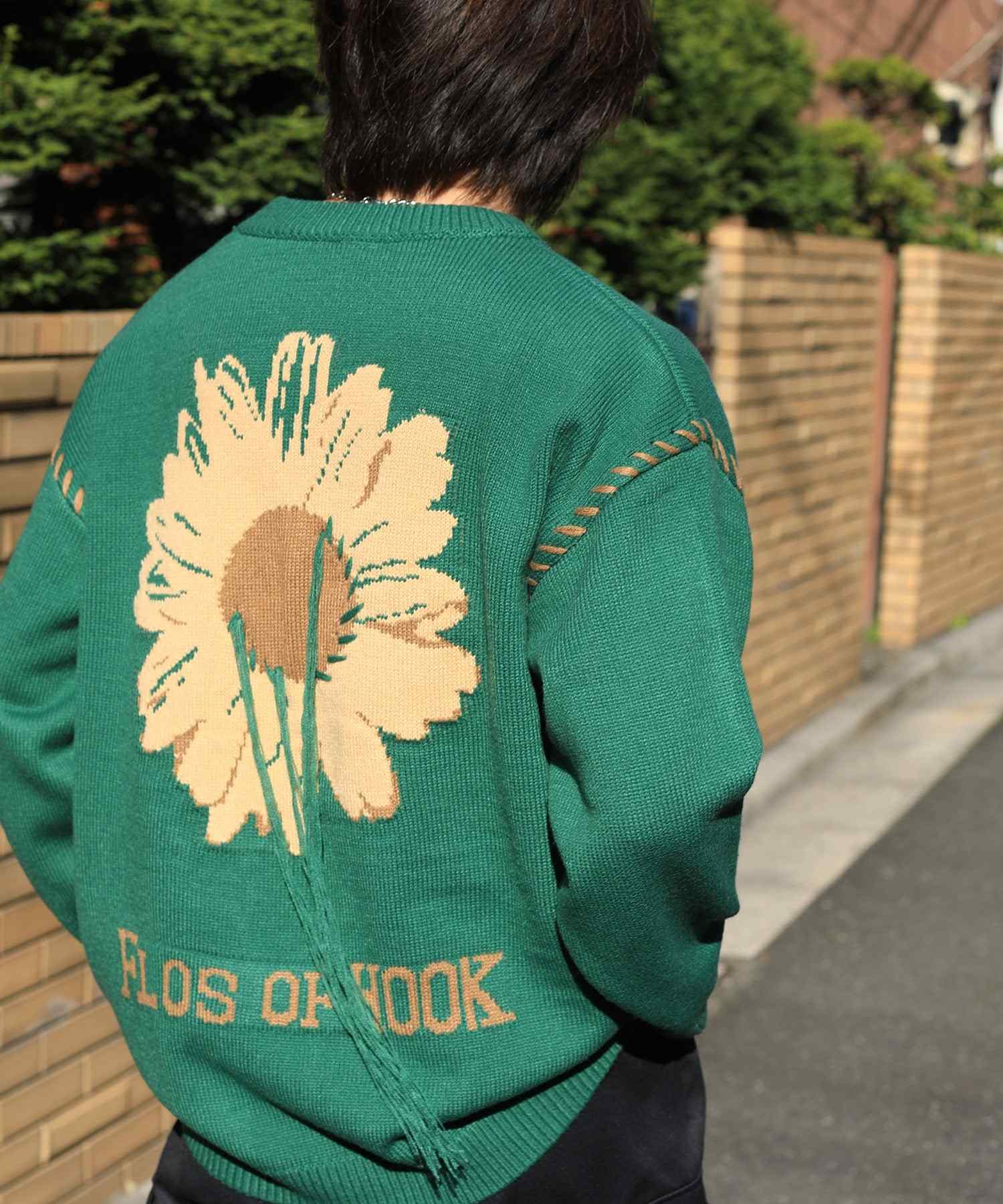 フック HOOK 【HOOK 】ーoriginalー 個性派レイジーステッチフリンジ付きマーガレットニットプルオーバー