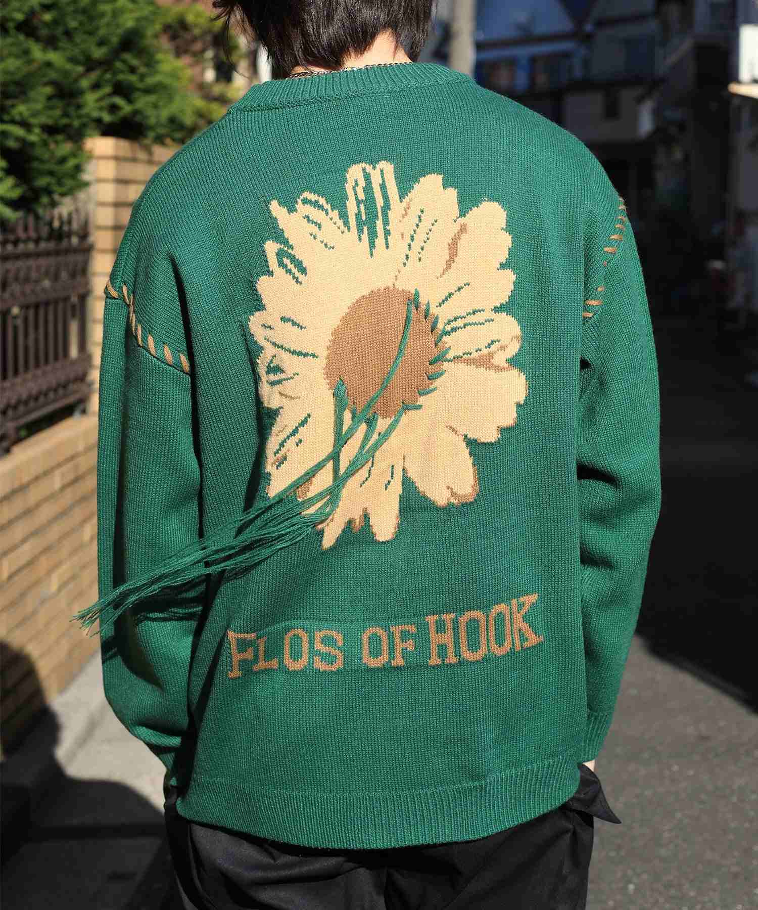 フック HOOK 【HOOK 】ーoriginalー 個性派レイジーステッチフリンジ付きマーガレットニットプルオーバー