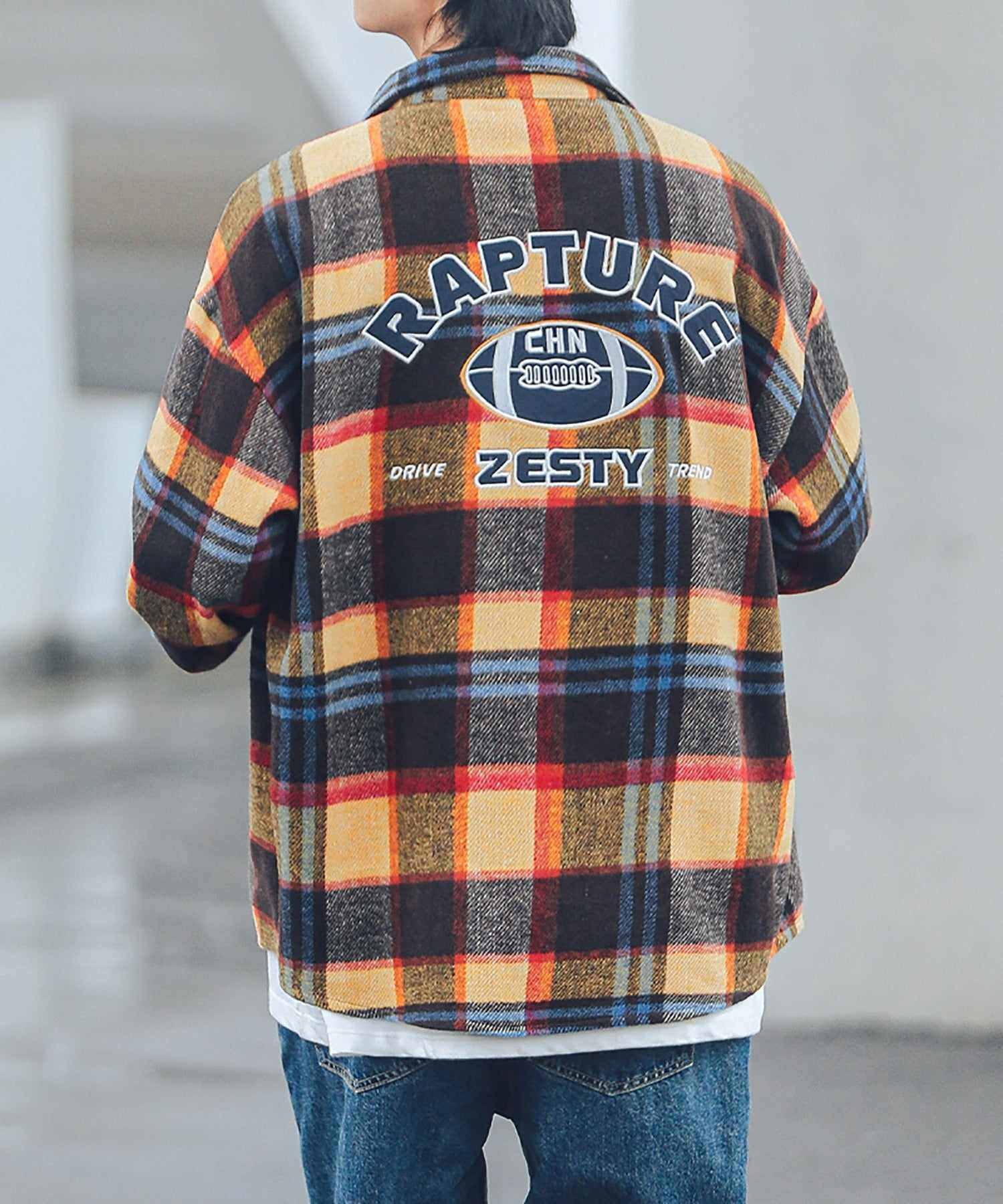 Hook HOOK 【HOOK】 American casual color check pattern back embroidery big shirt