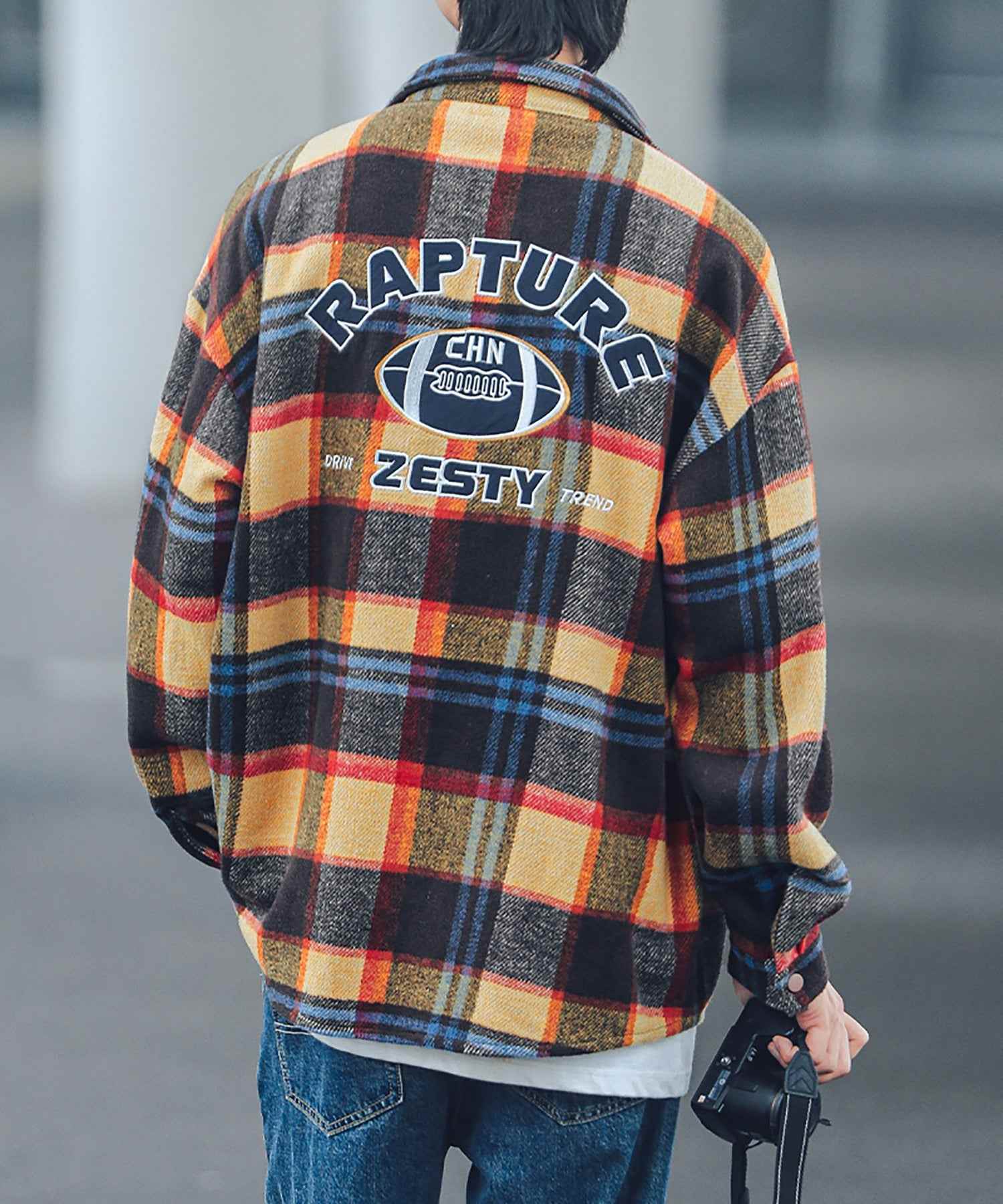 Hook HOOK 【HOOK】 American casual color check pattern back embroidery big shirt