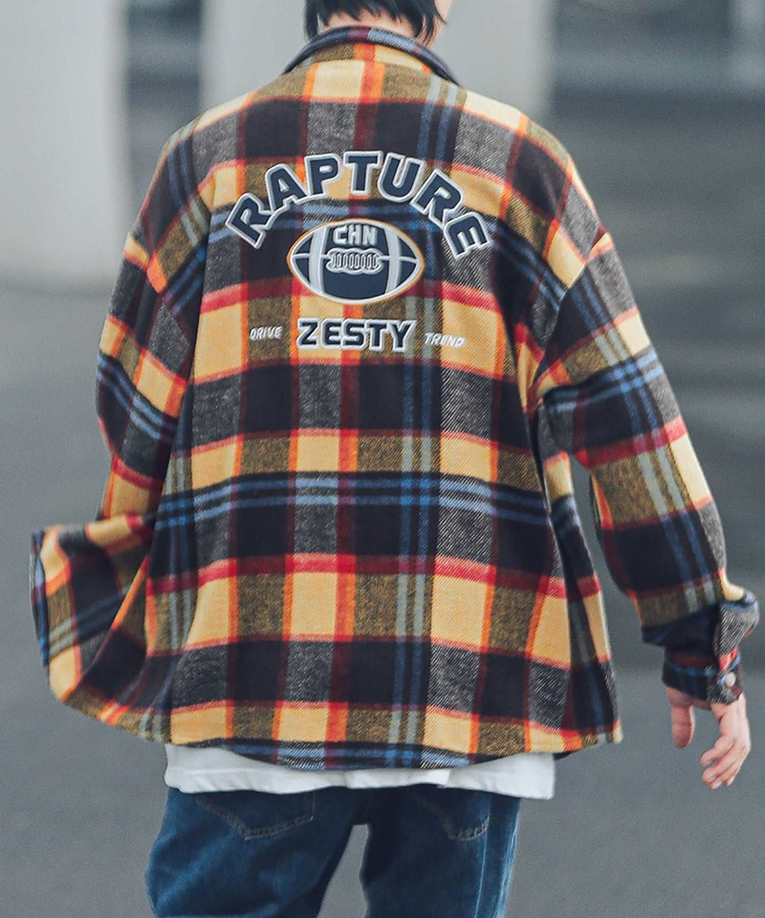 Hook HOOK 【HOOK】 American casual color check pattern back embroidery big shirt