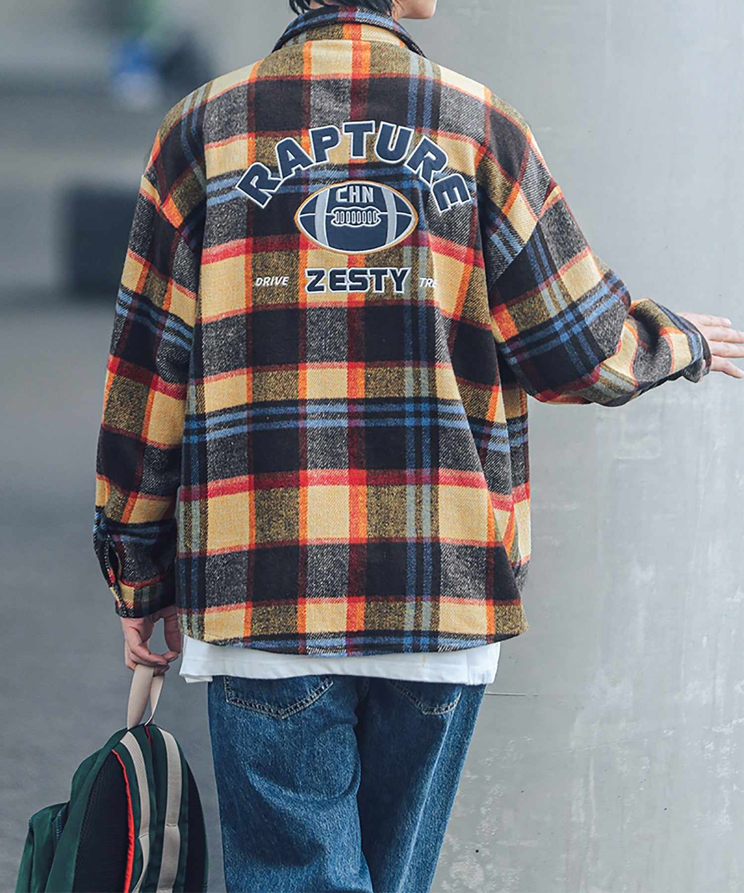 Hook HOOK 【HOOK】 American casual color check pattern back embroidery big shirt