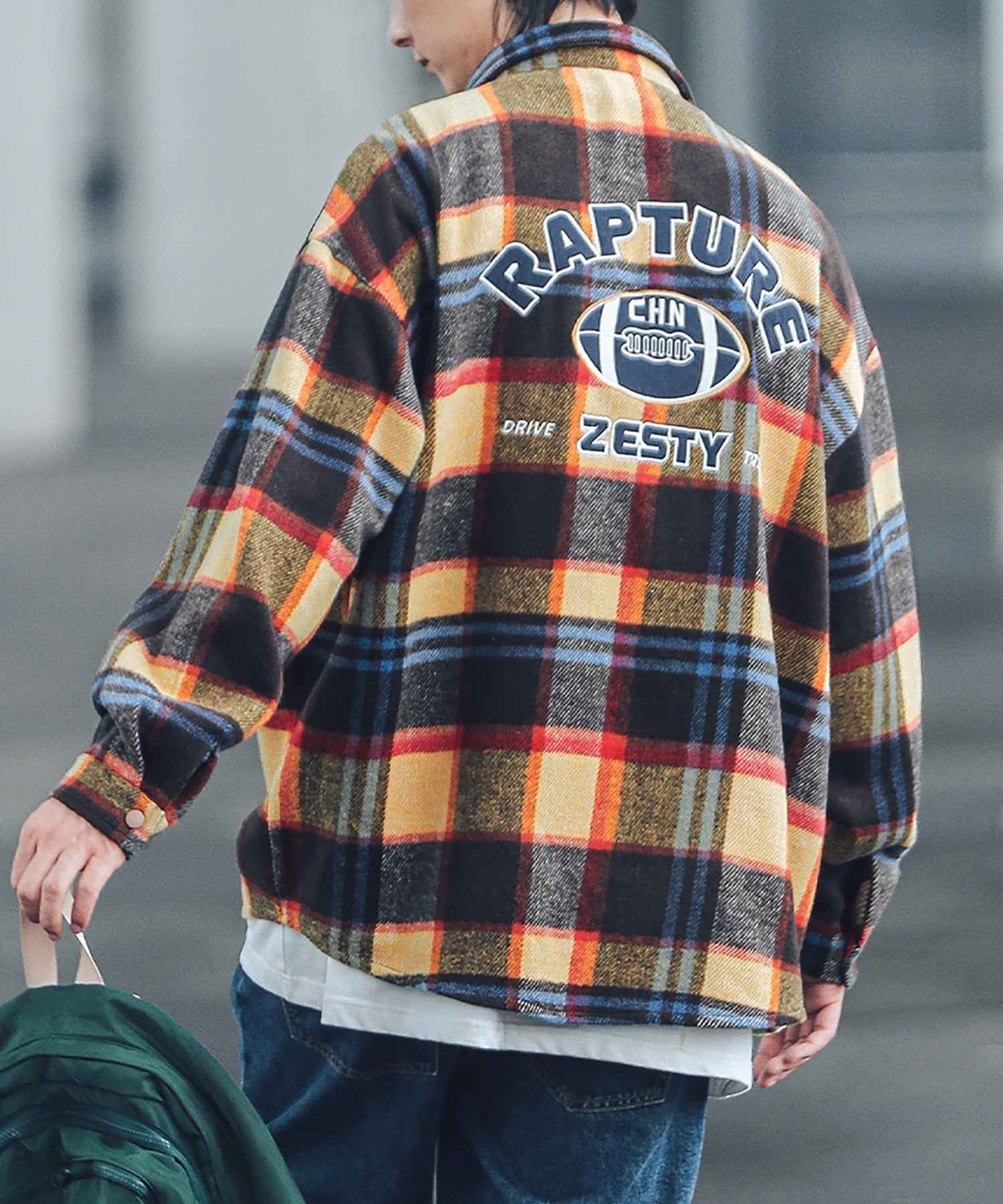 Hook HOOK 【HOOK】 American casual color check pattern back embroidery big shirt