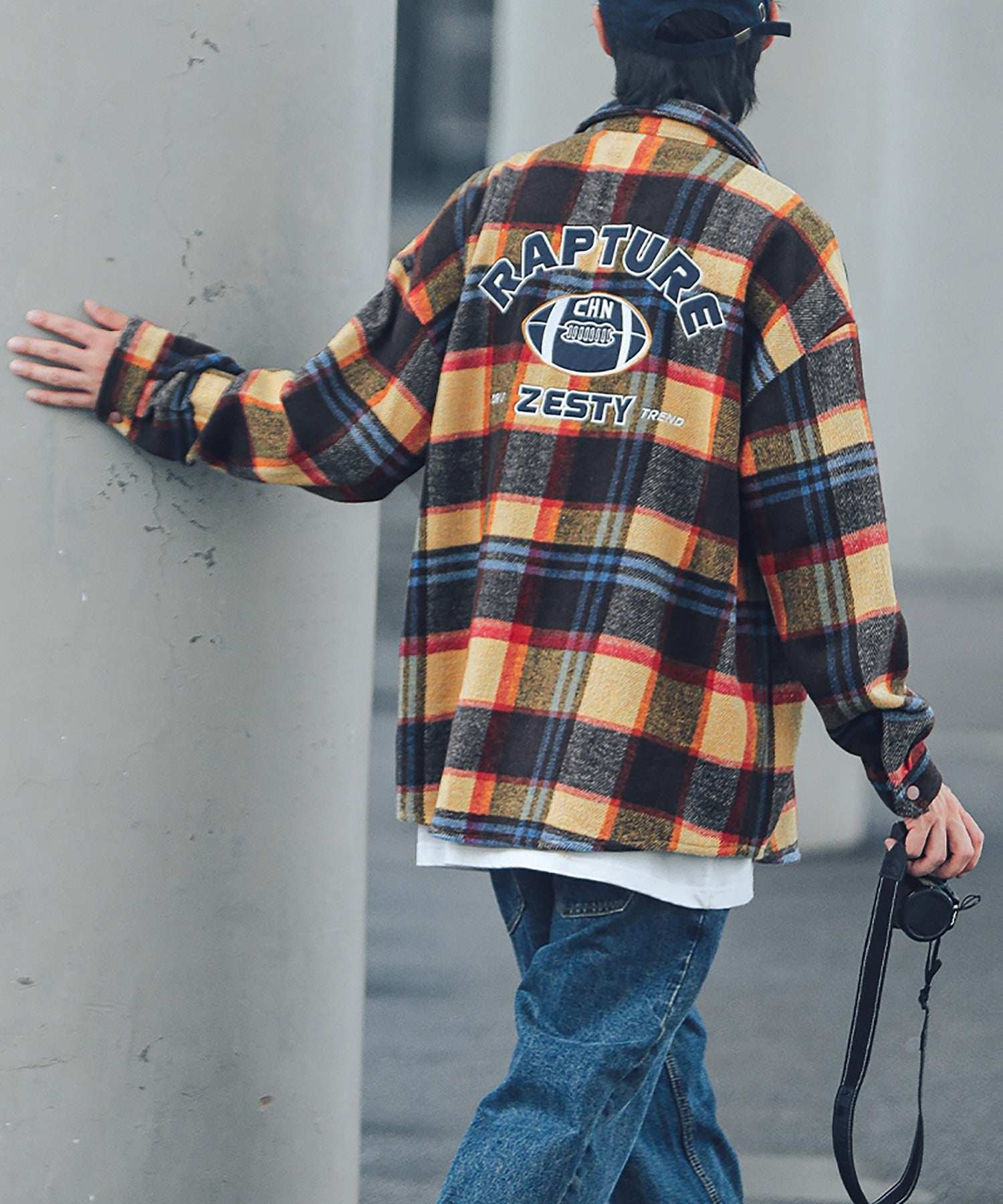 Hook HOOK 【HOOK】 American casual color check pattern back embroidery big shirt