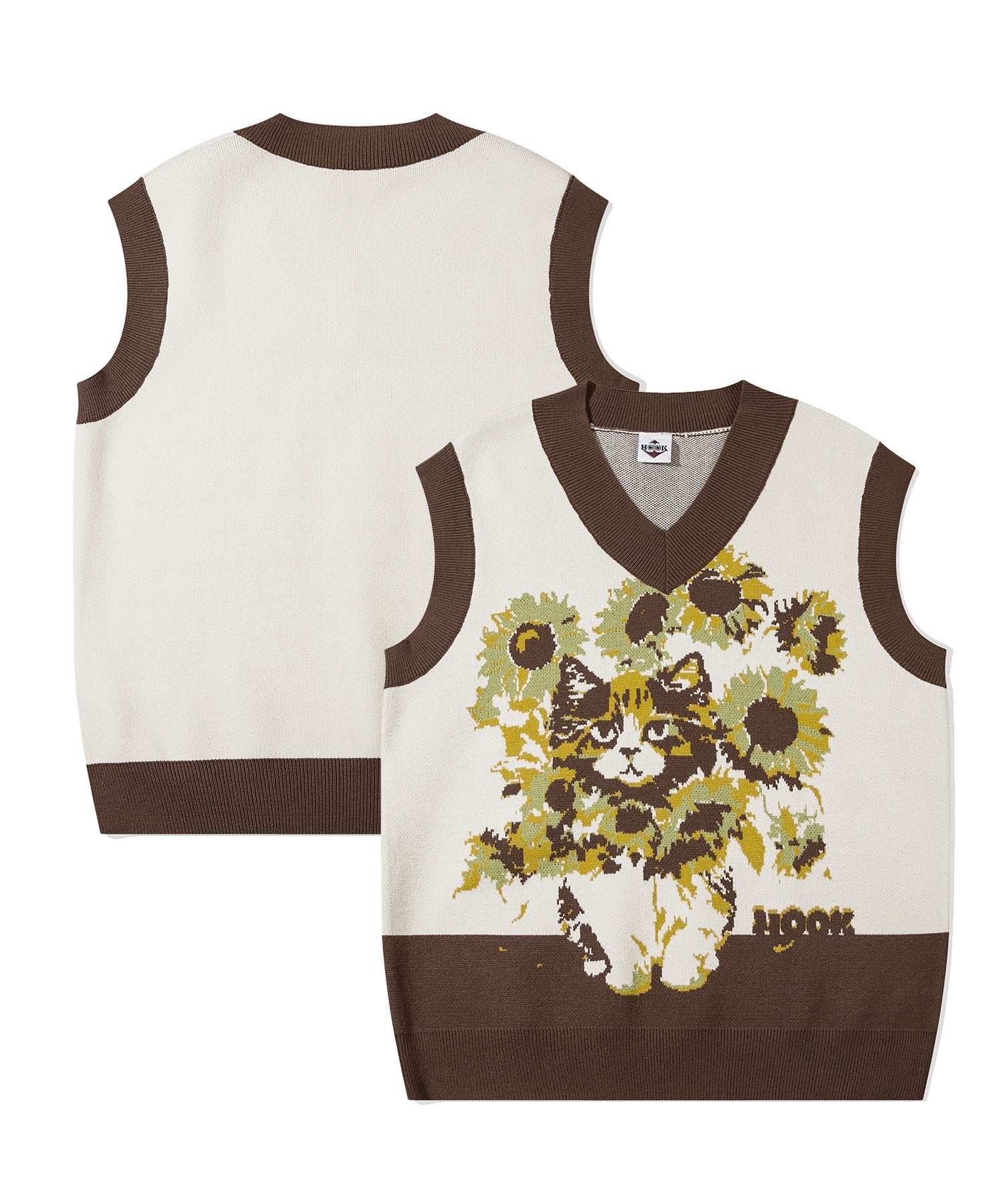 Hook HOOK HOOK -original- Cute cat and sunflower knit vest