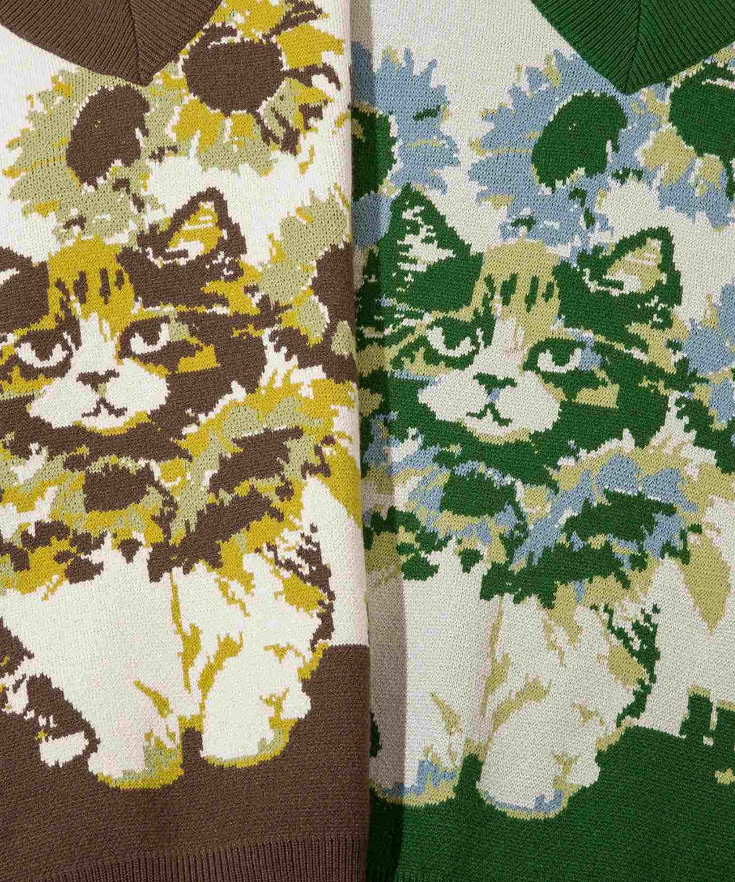 Hook HOOK HOOK -original- Cute cat and sunflower knit vest