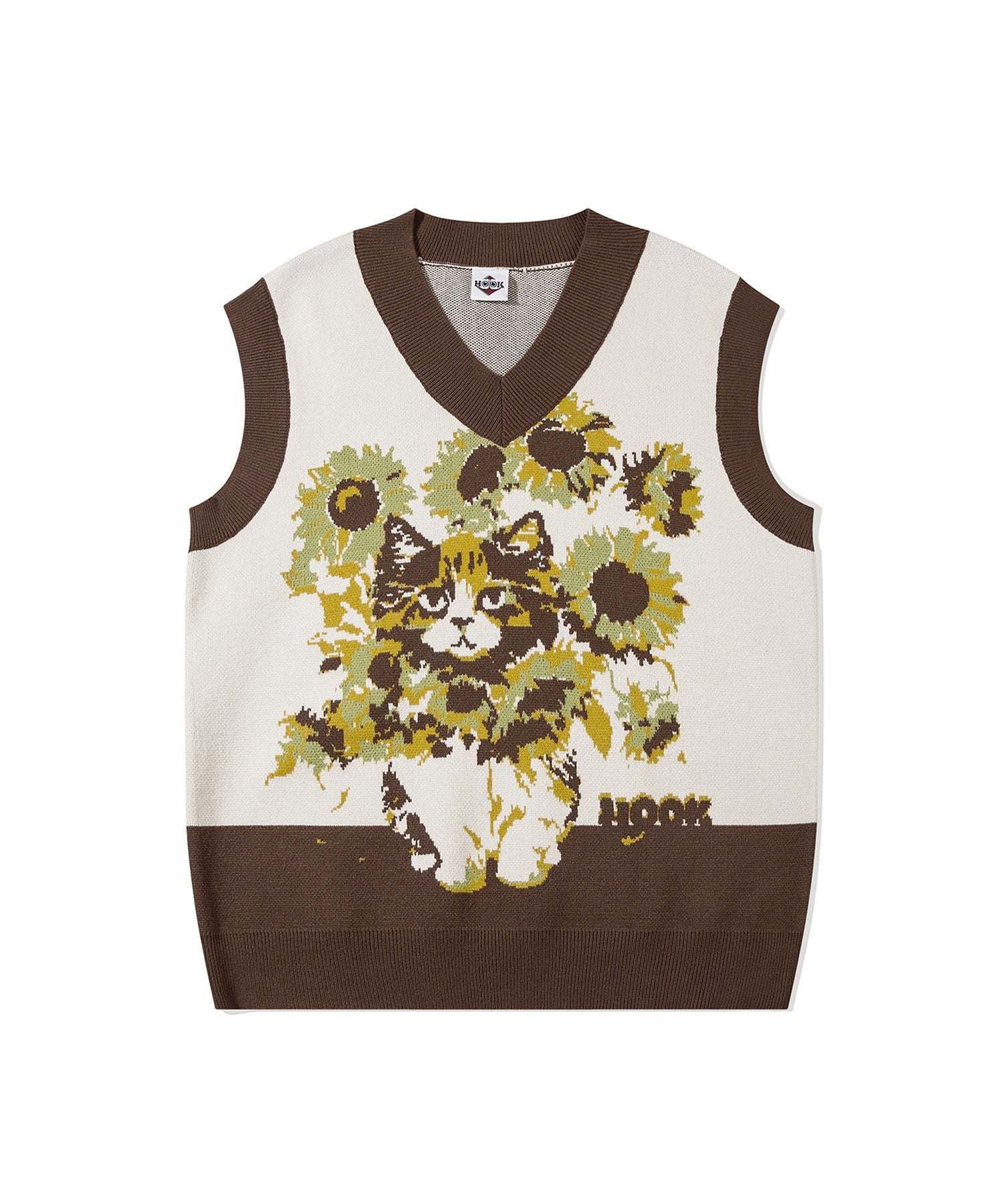 Hook HOOK HOOK -original- Cute cat and sunflower knit vest