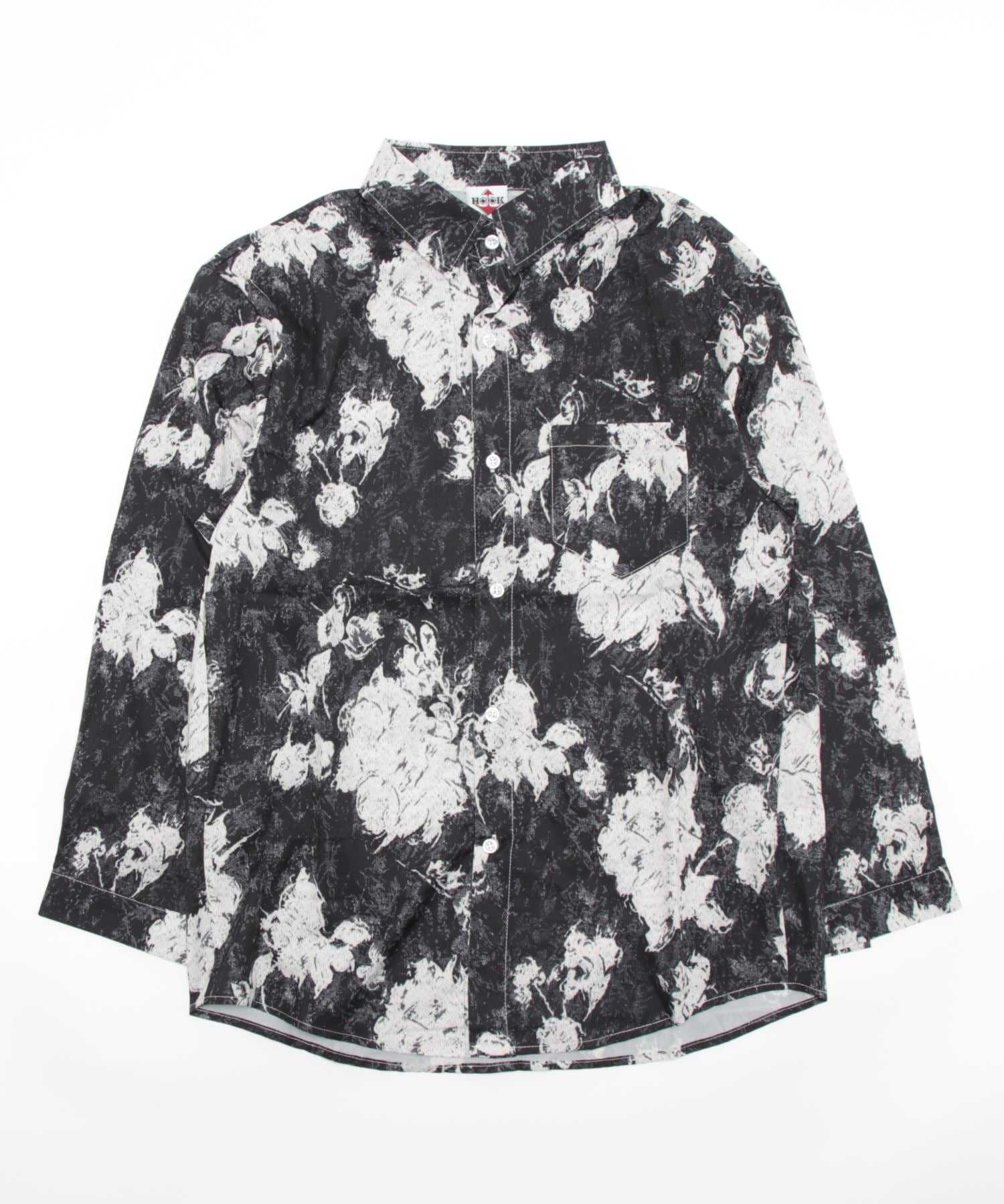 フック HOOK 【HOOK】古着風総柄デザイン 長袖シャツ