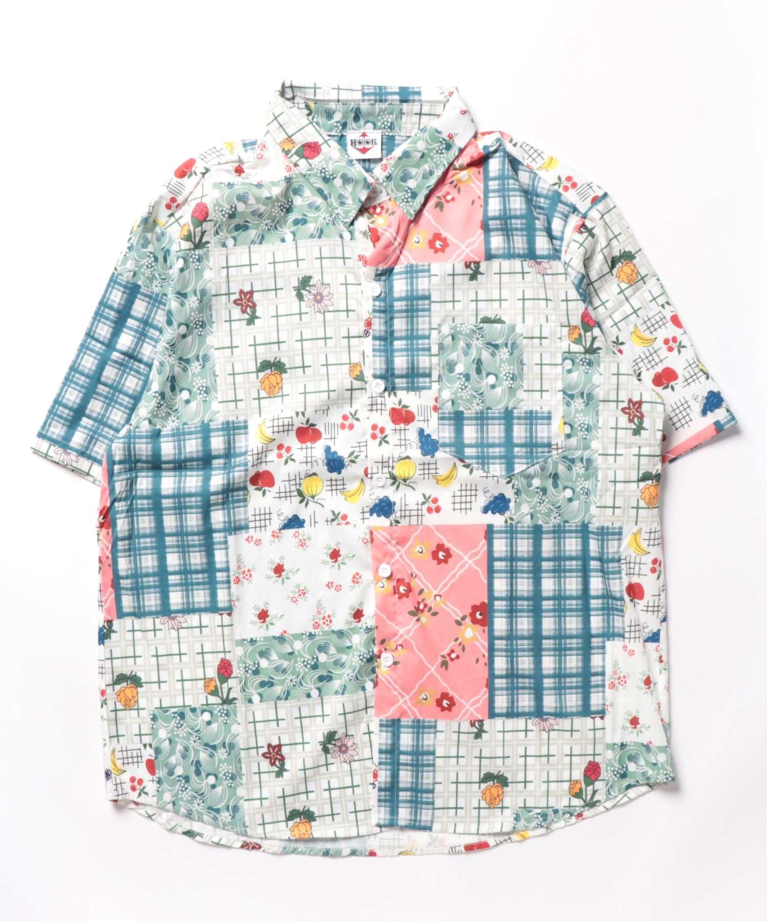 フック HOOK 【HOOK】古着風総柄ビッグアロハシャツ