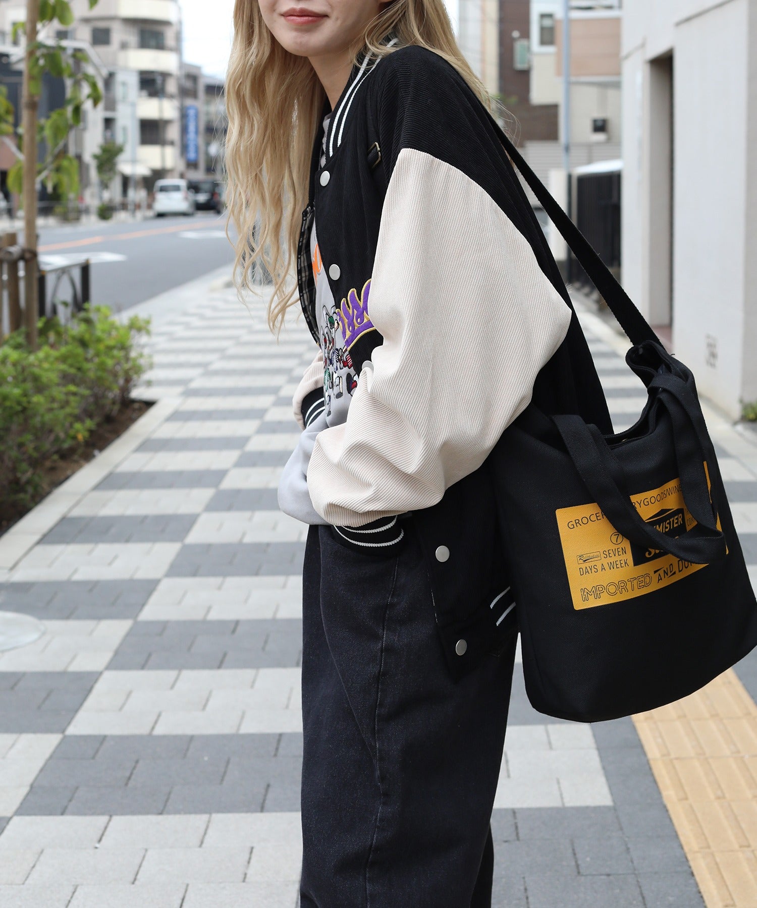 フック HOOK HOOK ーoriginalー ポッププリントリバーシブルコーデュロイチェックワッペン刺繍スタジャン （ブルー） ブルー