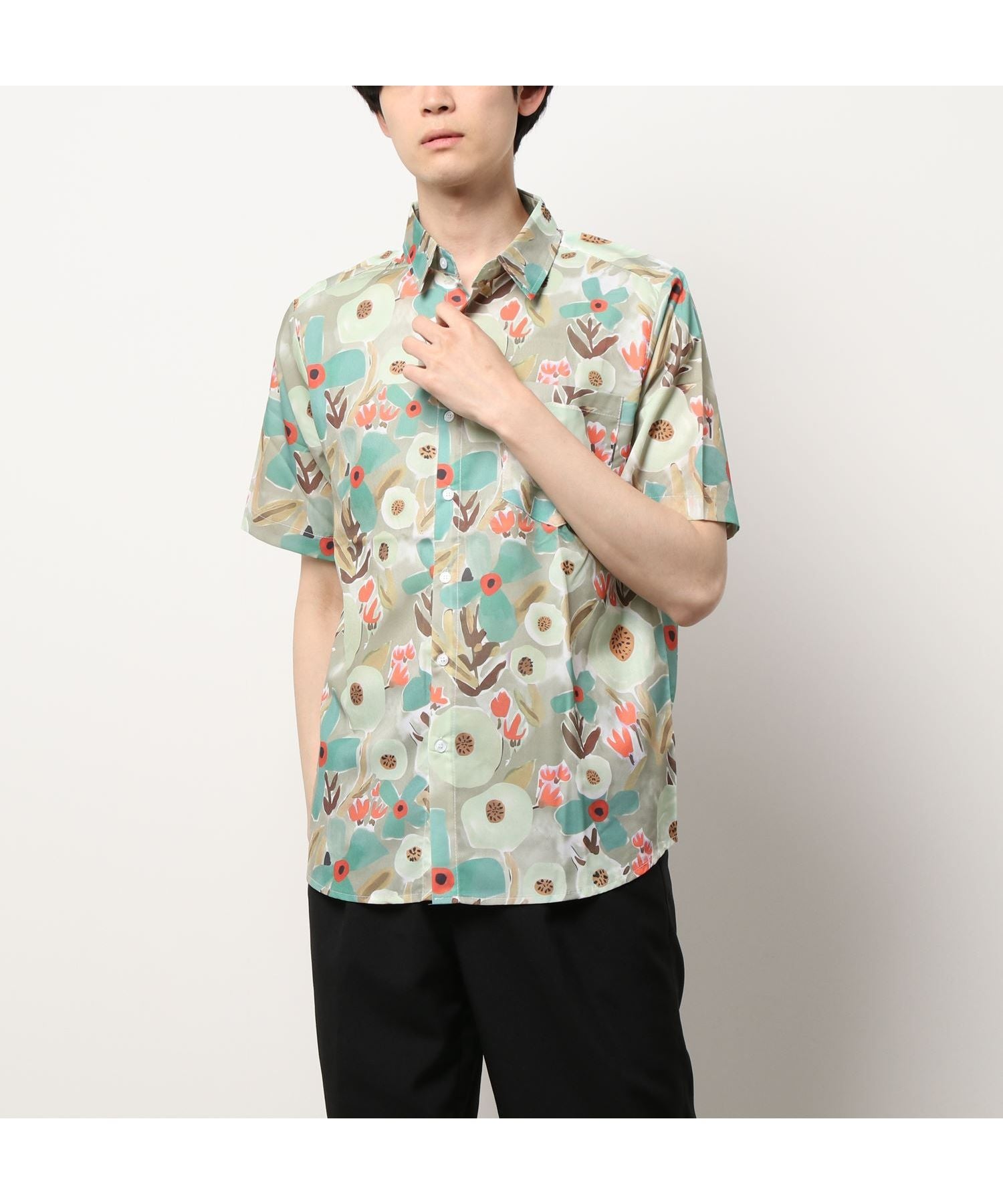 フック HOOK HOOKー 個性派 古着風総柄ビッグオーバーシャツ