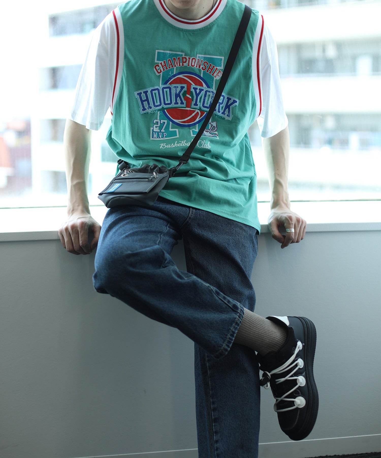 Hook HOOK HOOK -original- American casual basketball uniform style docking short sleeve TEE