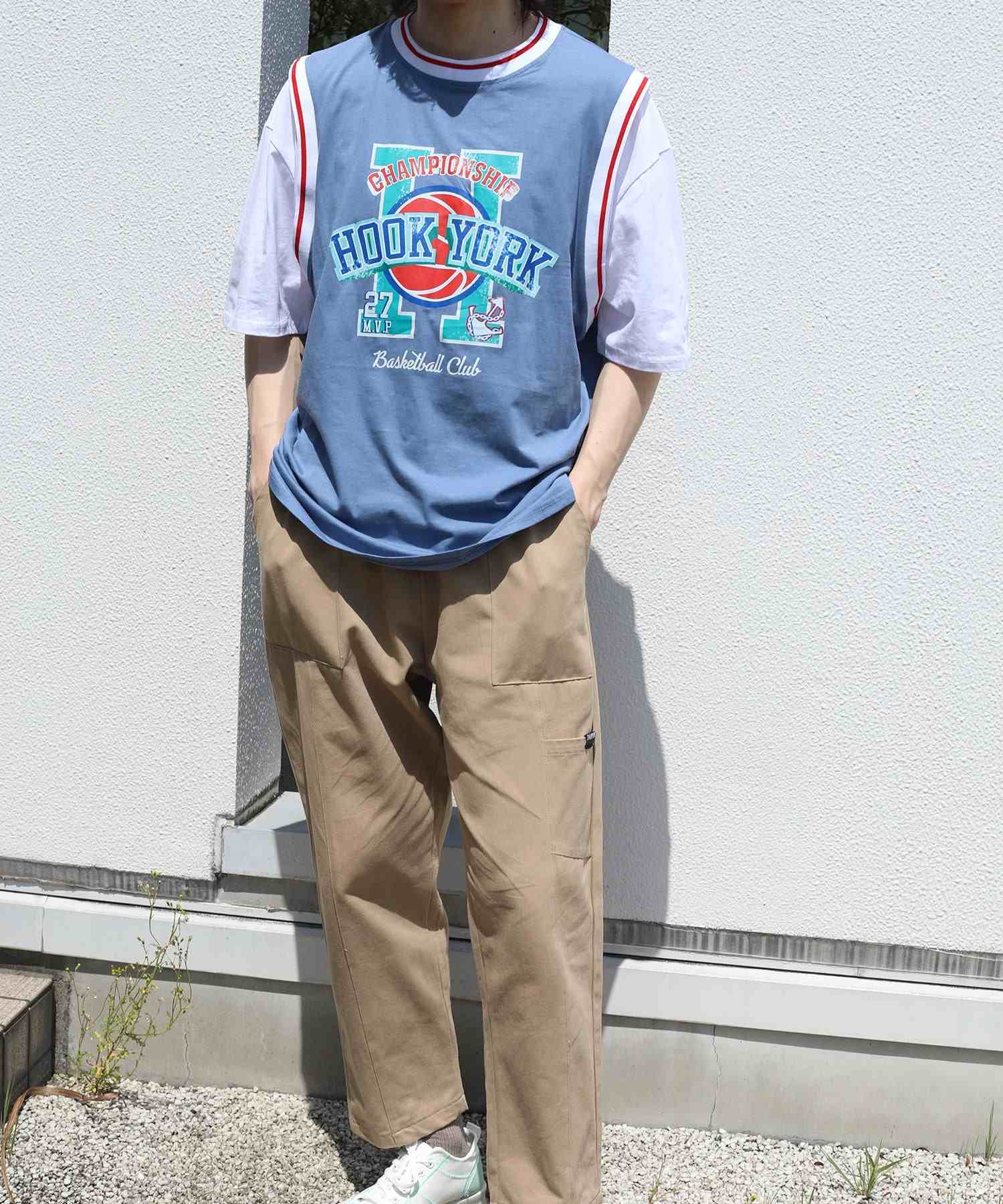 Hook HOOK HOOK -original- American casual basketball uniform style docking short sleeve TEE