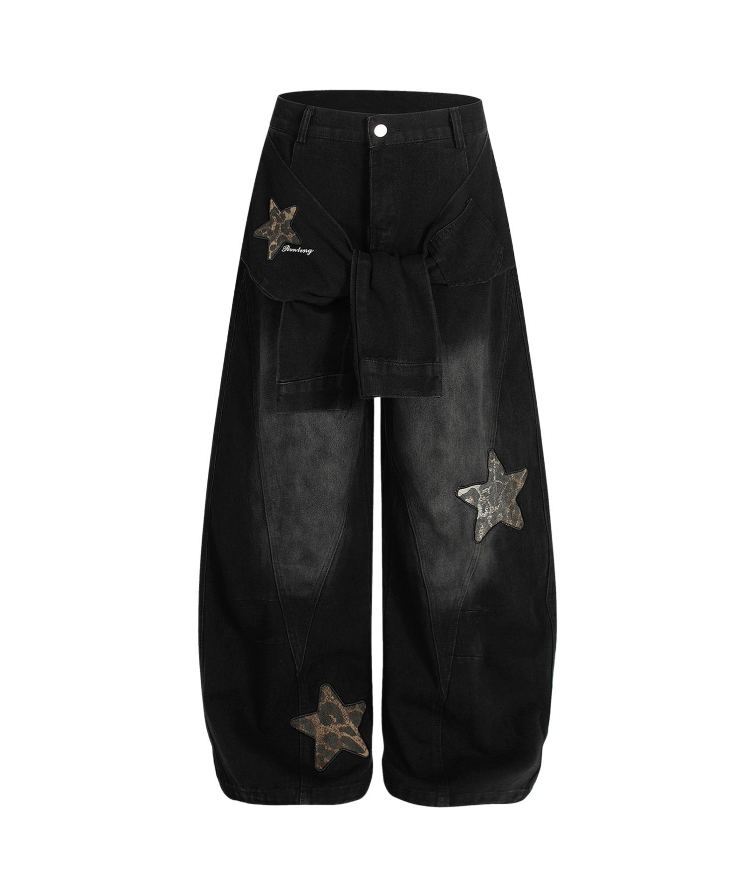 フック HOOK HOOK/スターワッペン コクーン デニムパンツ （ブラック） ブラック