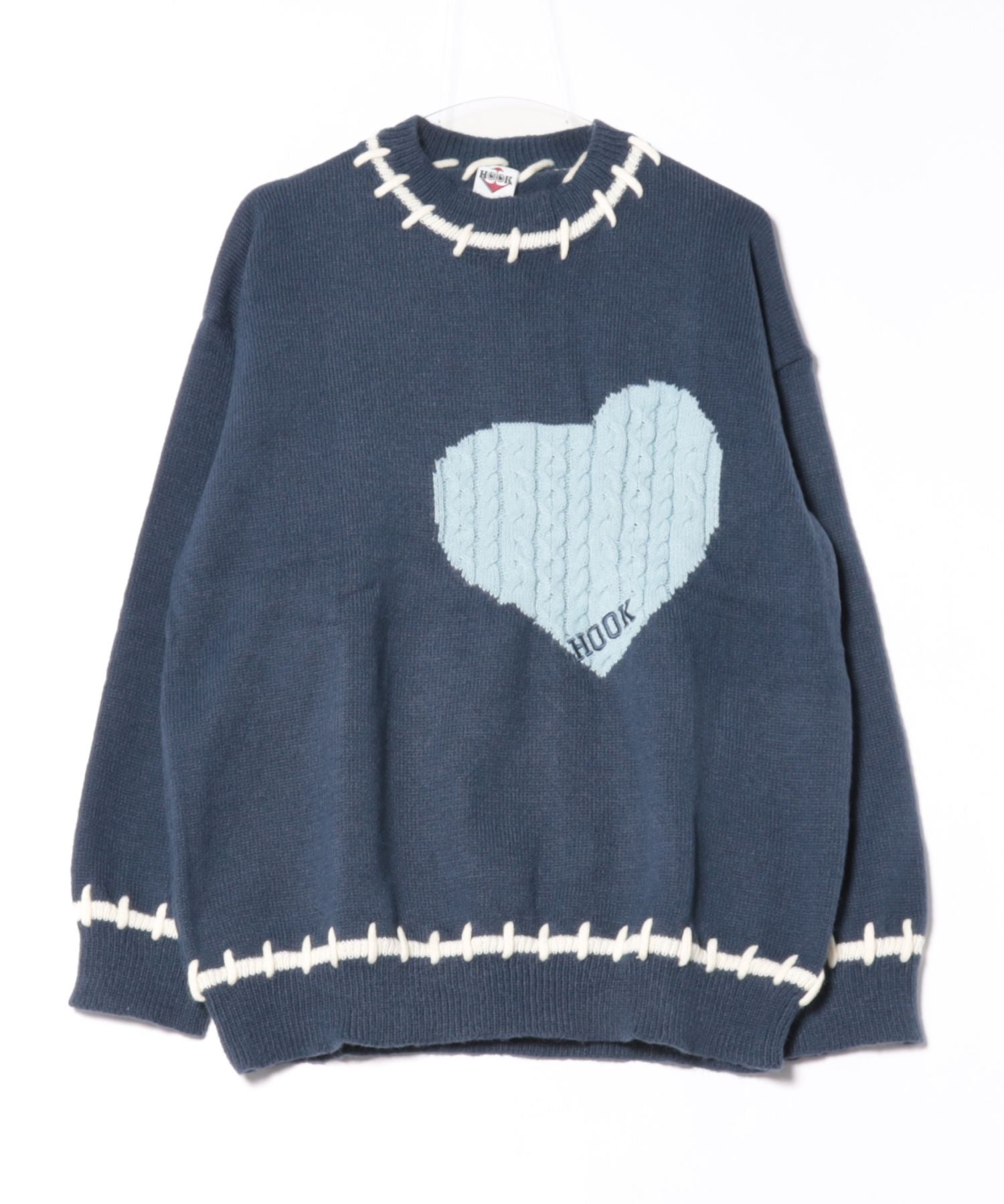 フック HOOK HOOK -original- ハートジャカードニットプルオーバー （ブルー） ブルー