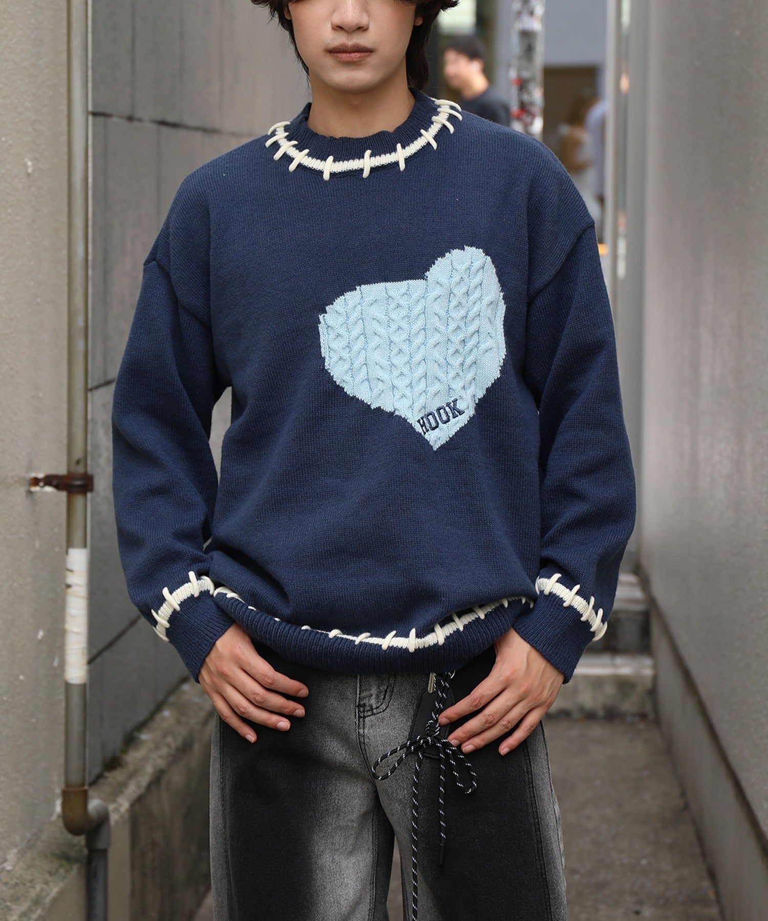 フック HOOK HOOK -original- ハートジャカードニットプルオーバー （ブルー） ブルー