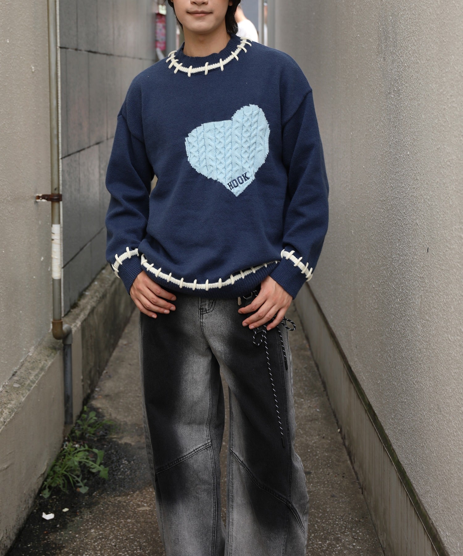 フック HOOK HOOK -original- ハートジャカードニットプルオーバー （ブルー） ブルー