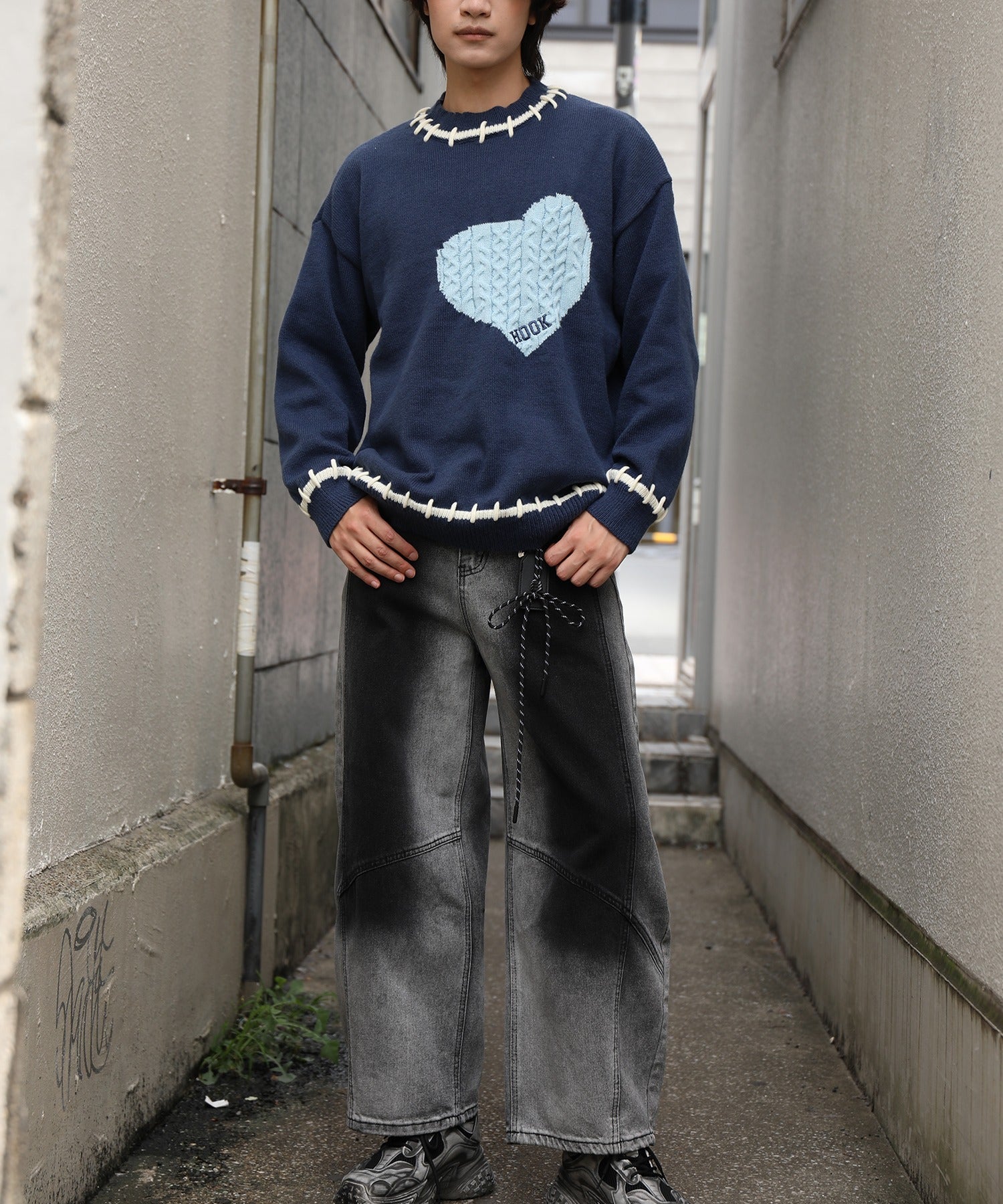 フック HOOK HOOK -original- ハートジャカードニットプルオーバー （ブルー） ブルー