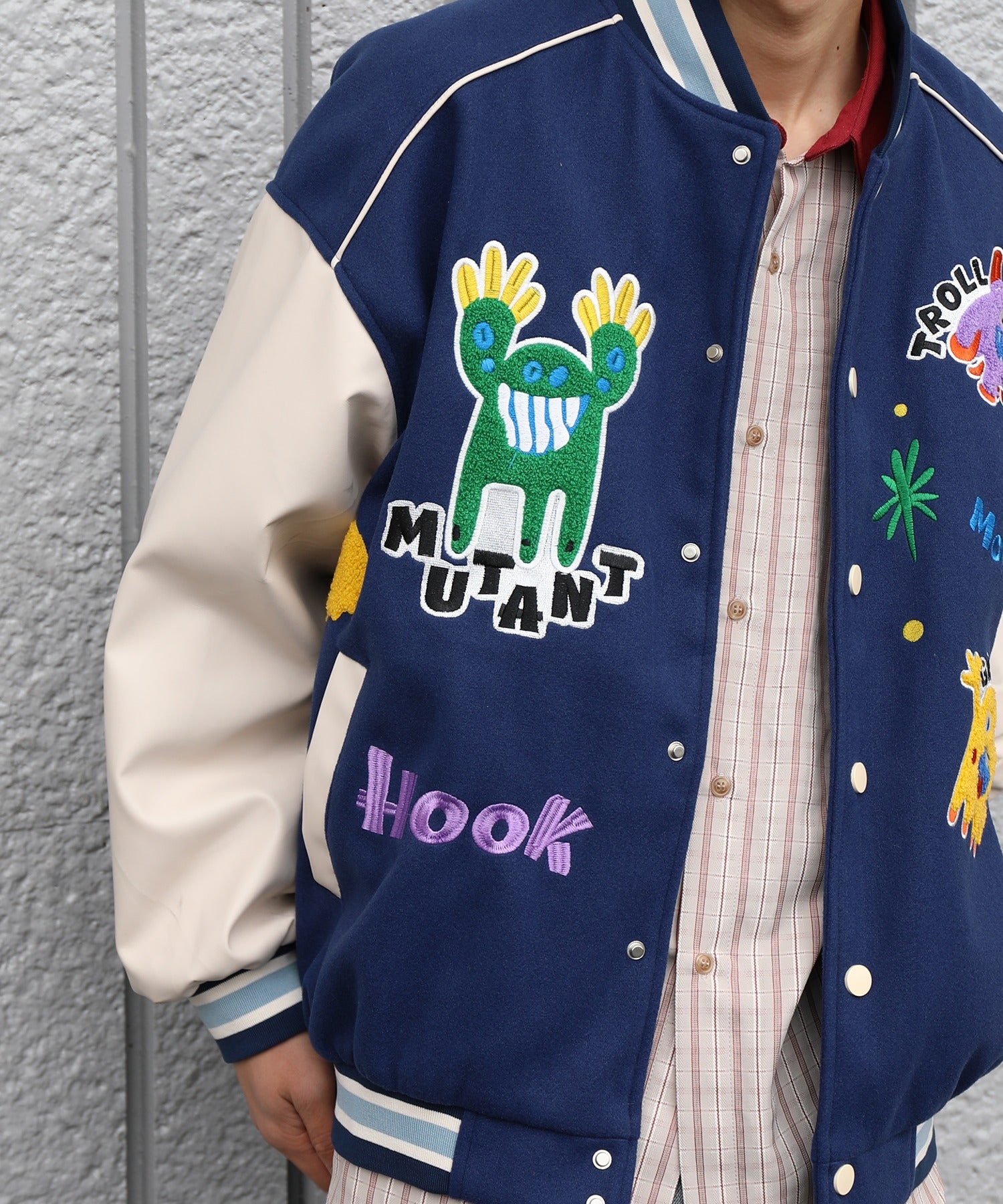 フック HOOK HOOK -original- サガラ刺繍ワッペンスタジャン （ブルー系その他） ブルー系その他