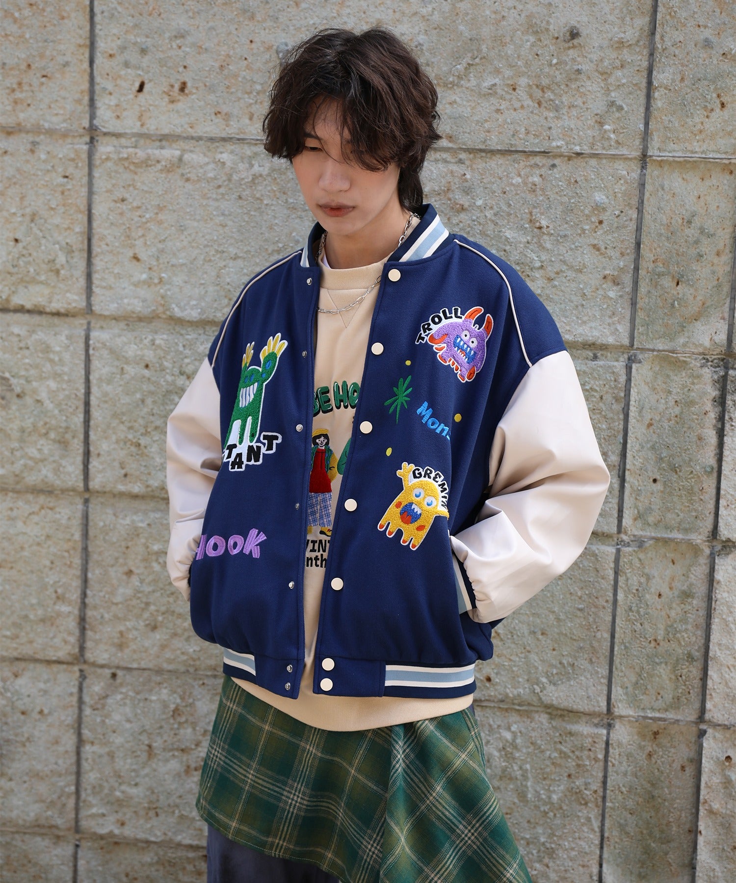 フック HOOK HOOK -original- サガラ刺繍ワッペンスタジャン （ブルー系その他） ブルー系その他