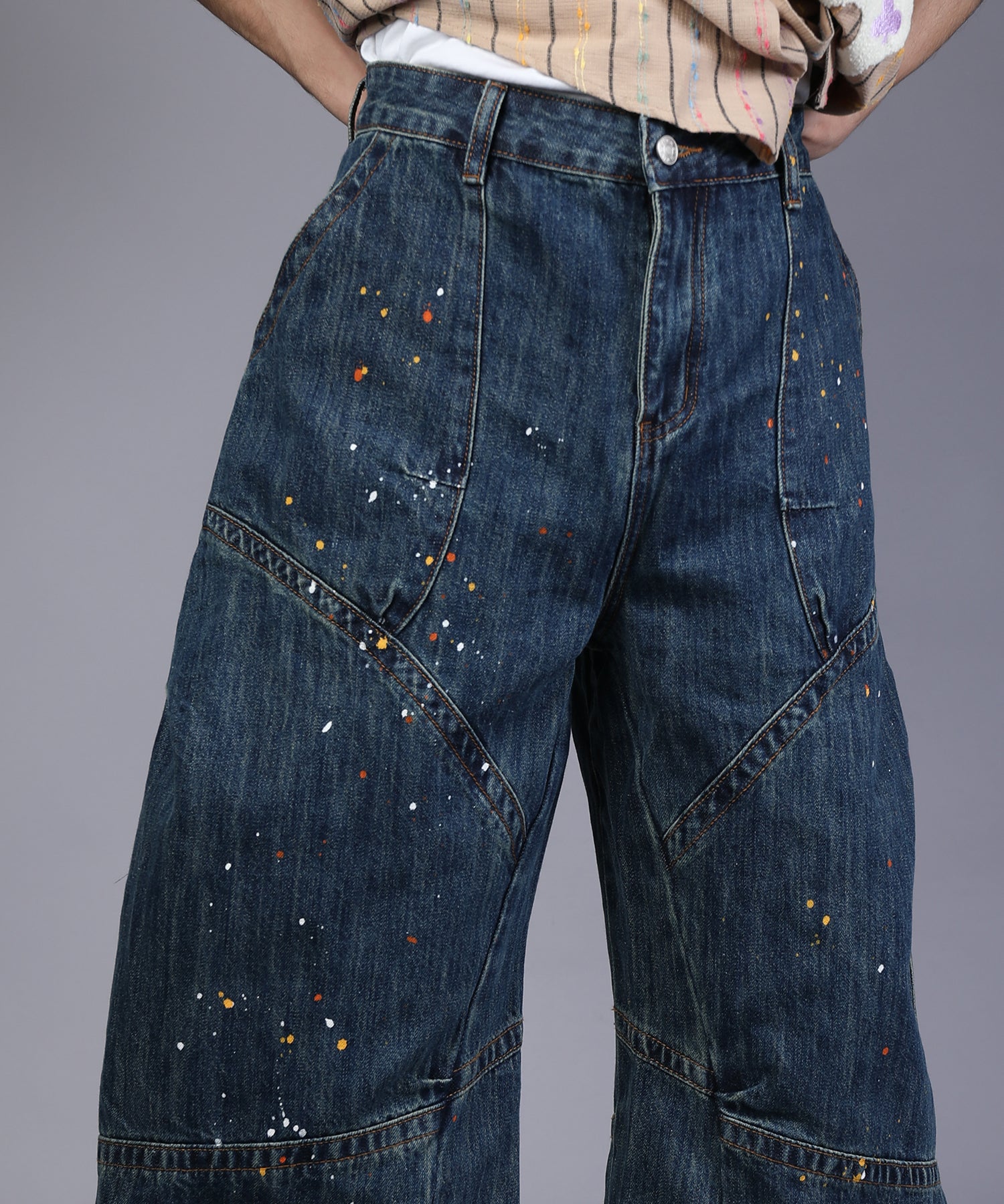 フック HOOK HOOK -select- スプラッシュペイントワイドデニムパンツ （インディゴ） インディゴ