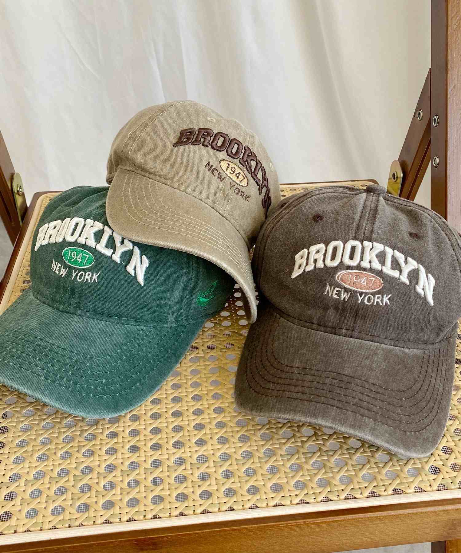 フック HOOK HOOK -original-/BROOKLYNアメカジ立体刺繍ウォッシュコットンキャップ
