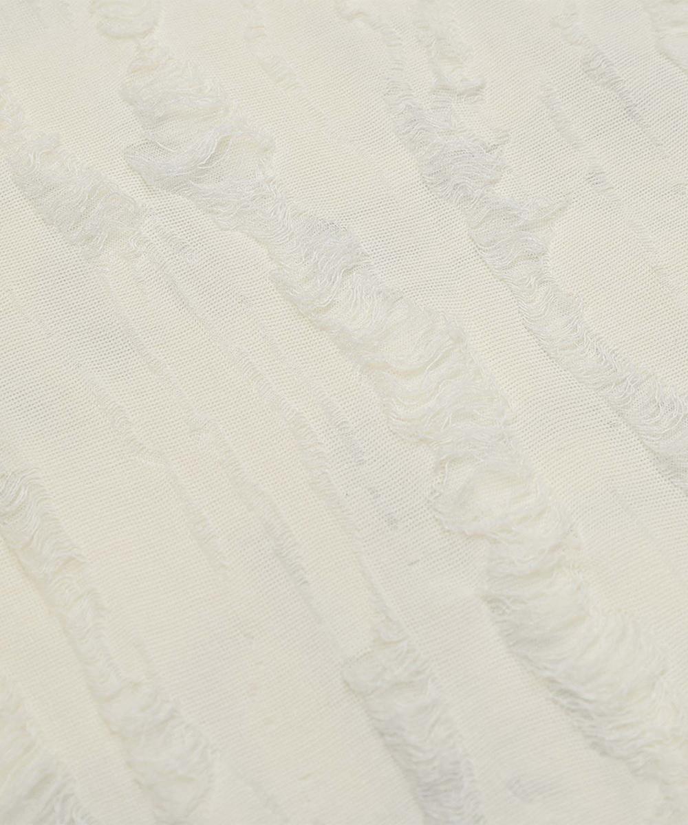 フック HOOK 【HOOK】for girls リボンプリントオープンショルダーダメージトップス （ベージュ） ベージュ