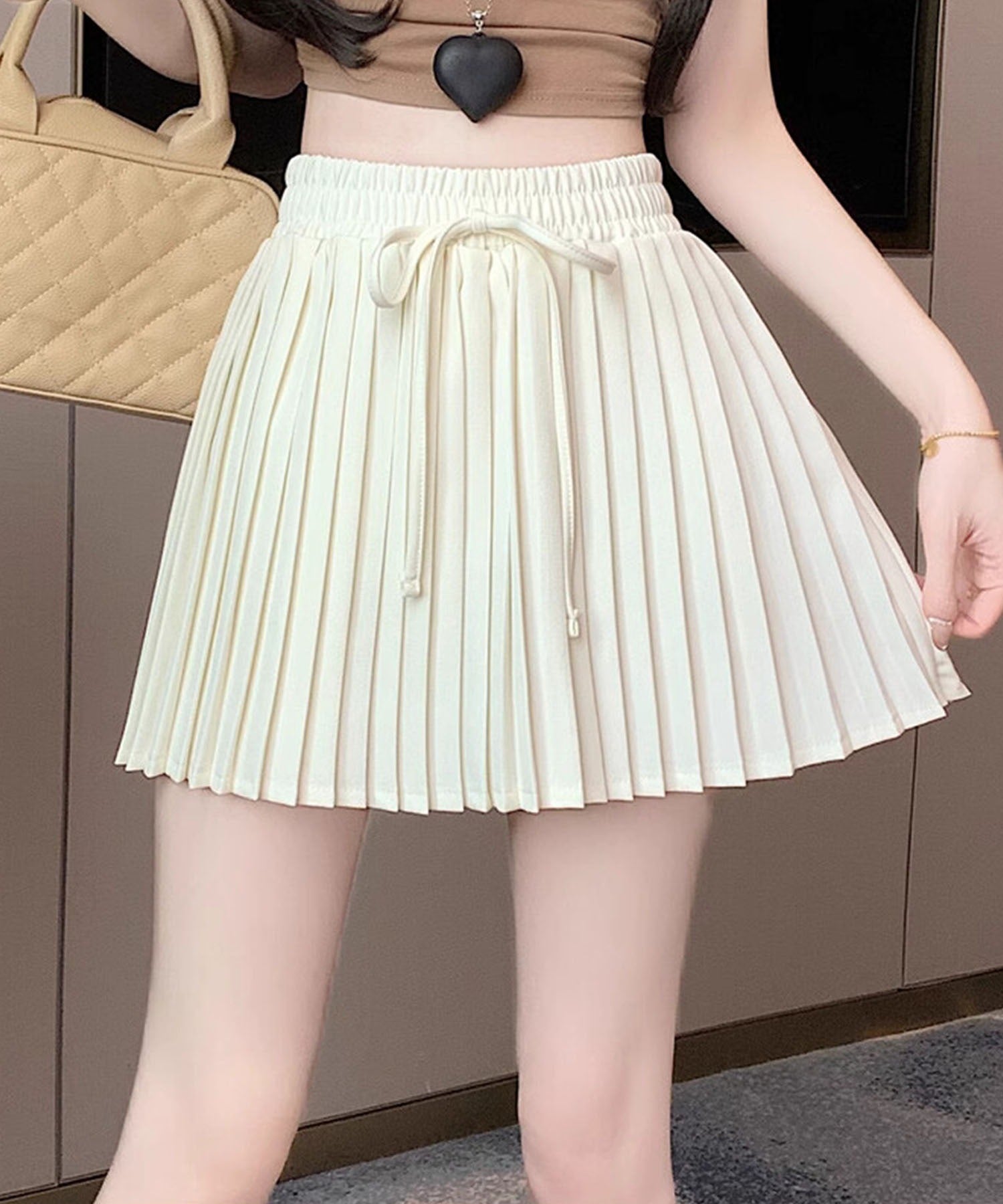 フック HOOK 【HOOK】for girls ウエストリボンプリーツスカート （ベージュ） ベージュ