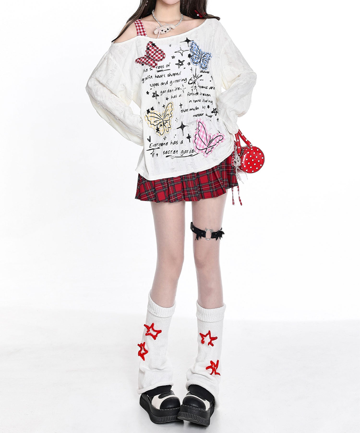 フック HOOK HOOK for girls Y2K バタフライ × レースアップ ロングスリーブ トップス （ライトベージュ） ライトベージュ
