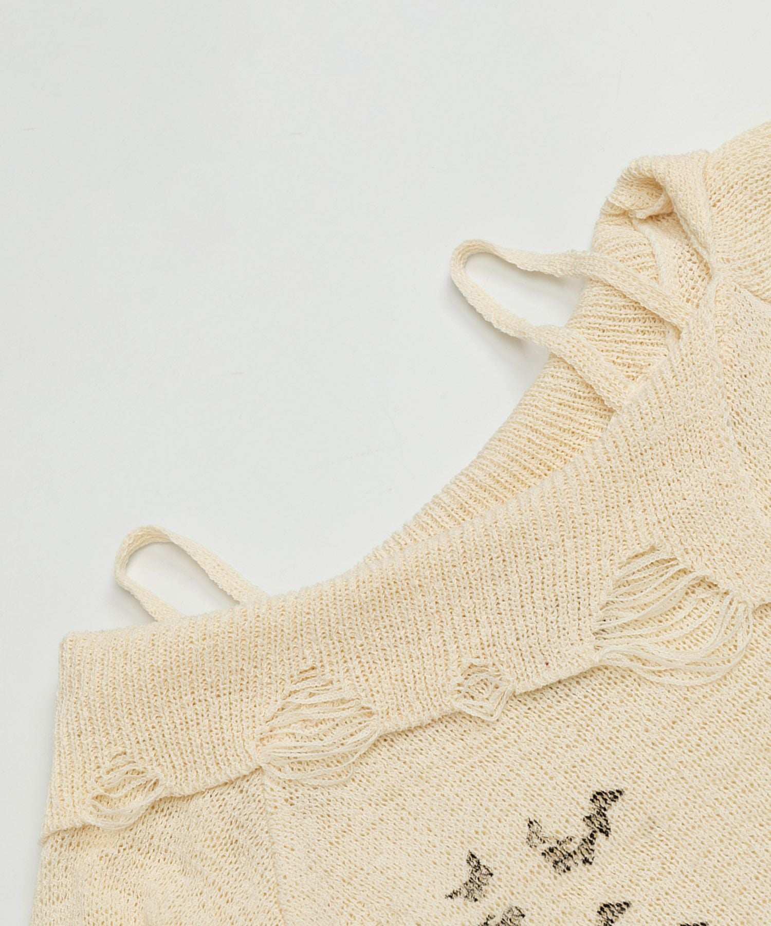 フック HOOK 【HOOK】for girls ダメージデザインスプラッシュプリントニットトップス （ベージュ） ベージュ