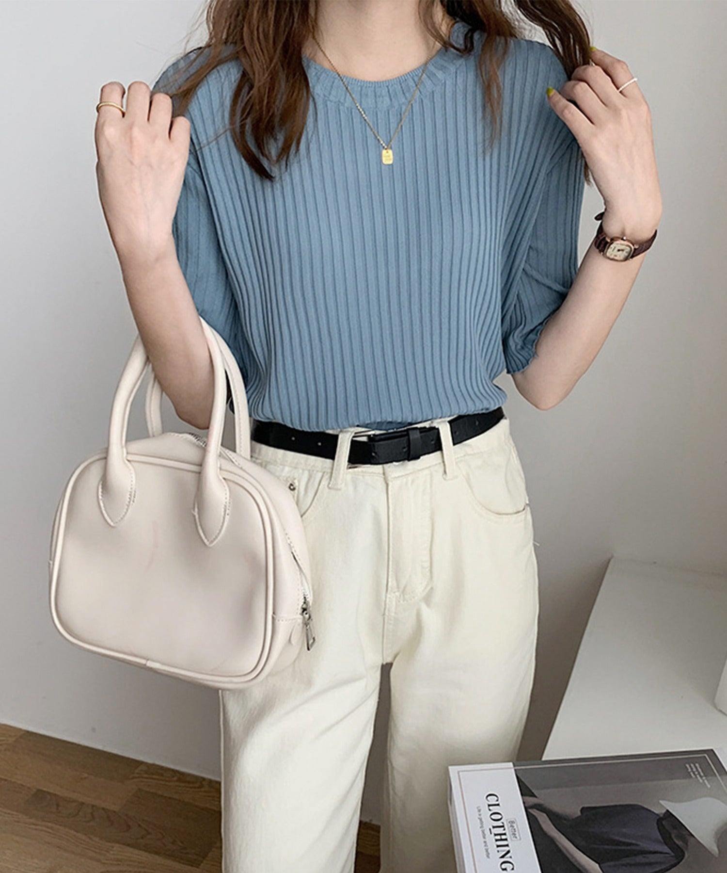 Jasmine Grandiflorum Large Ribbed Cut and Sew Top