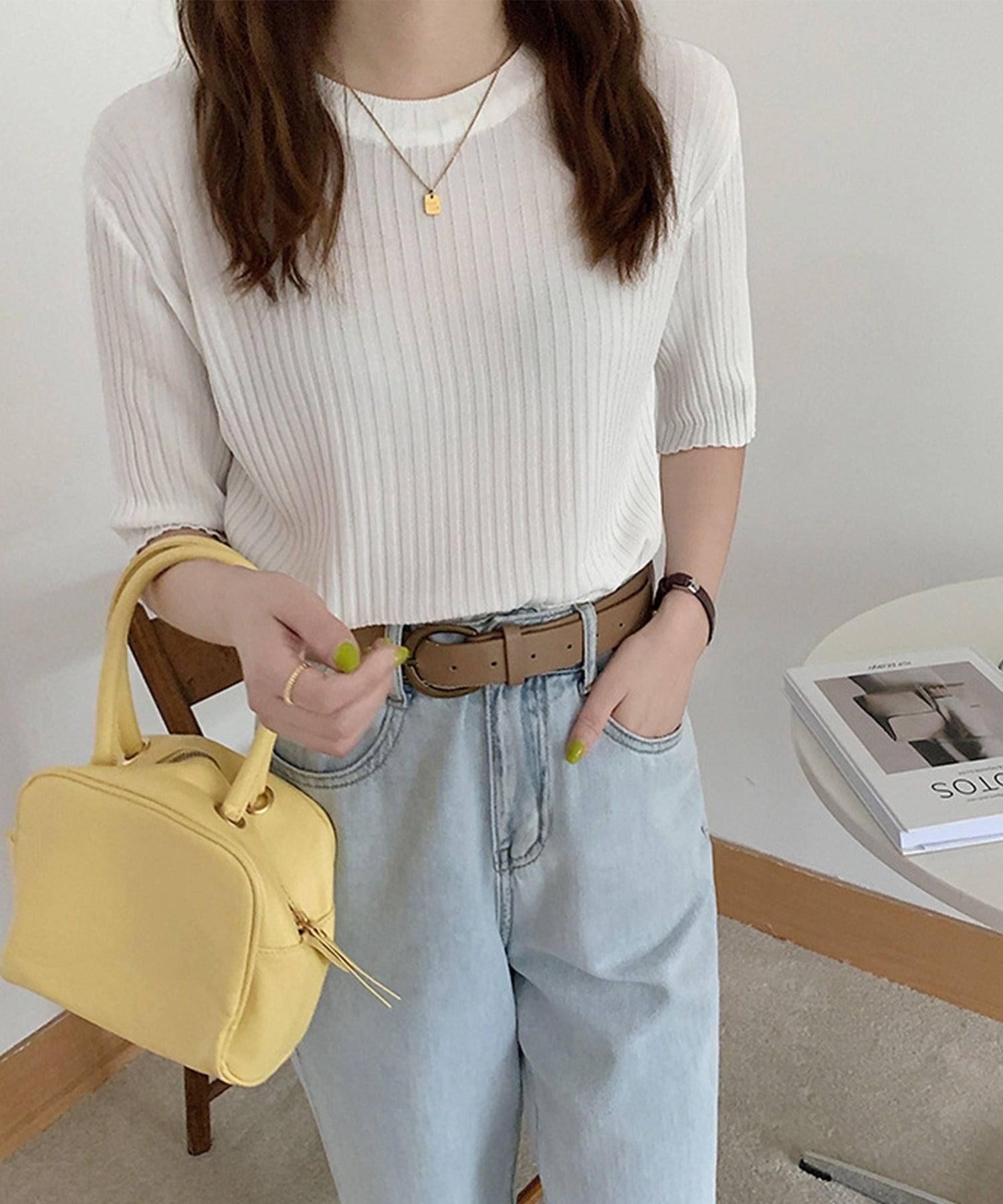 Jasmine Grandiflorum Large Ribbed Cut and Sew Top