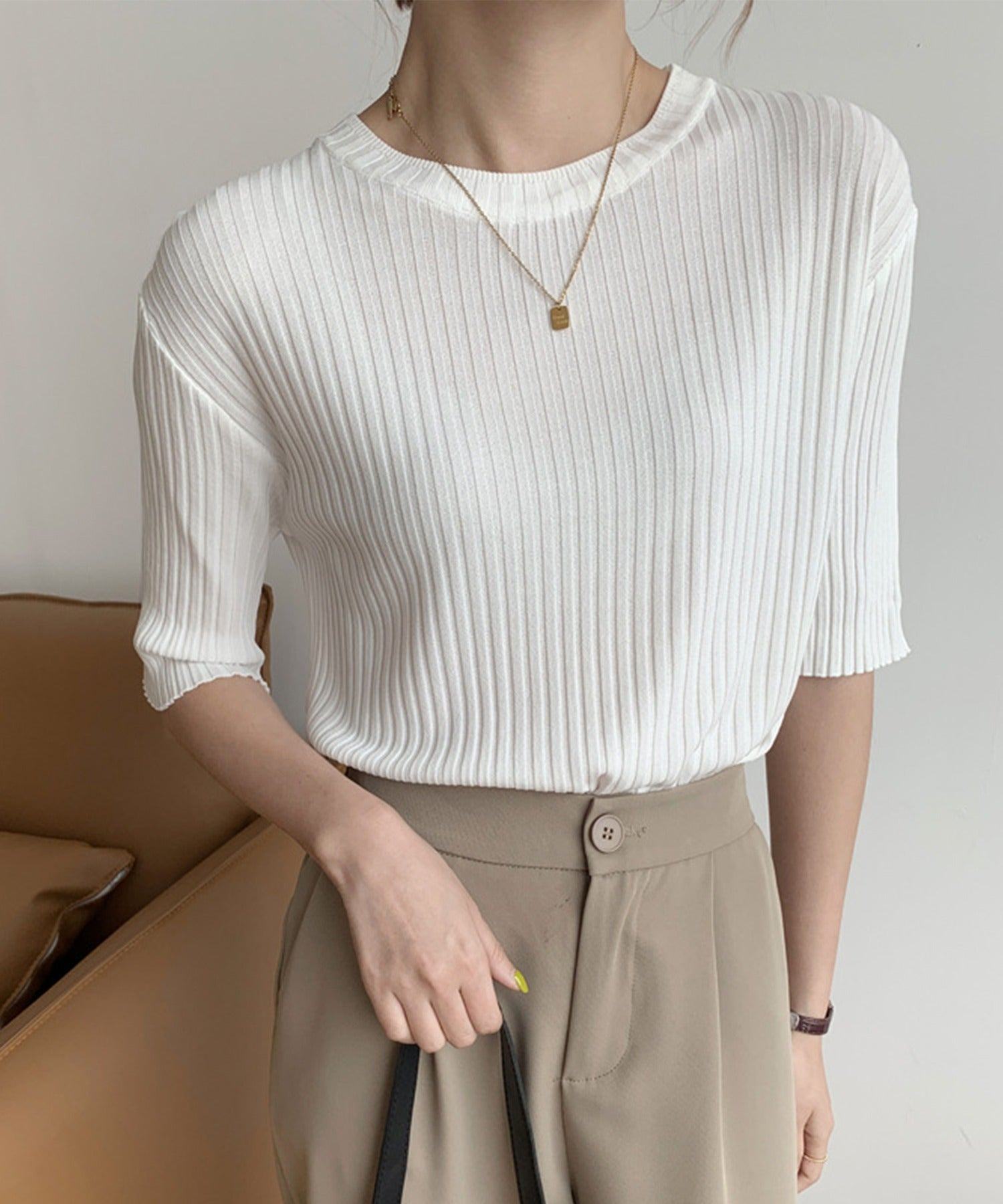 Jasmine Grandiflorum Large Ribbed Cut and Sew Top