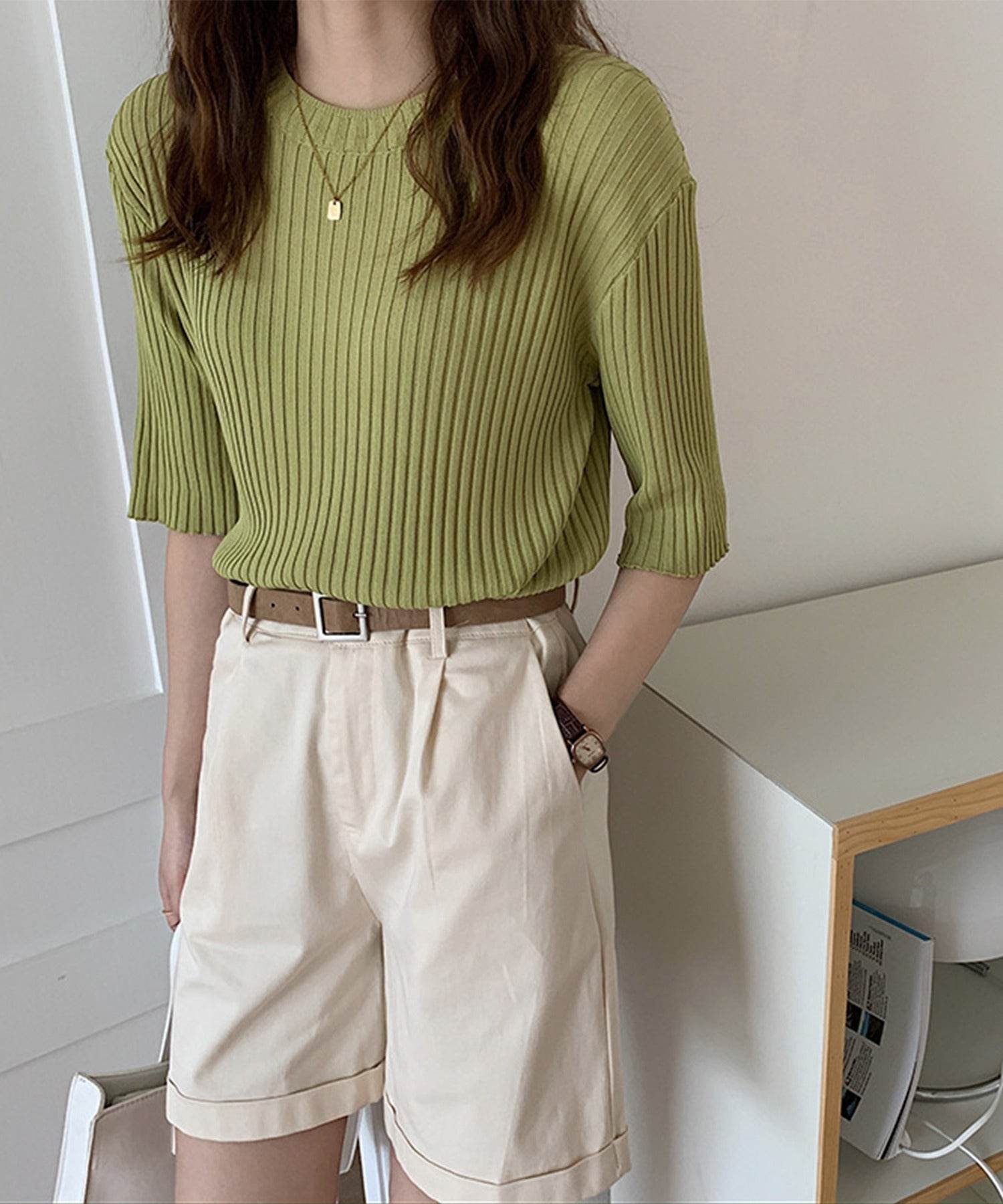 Jasmine Grandiflorum Large Ribbed Cut and Sew Top
