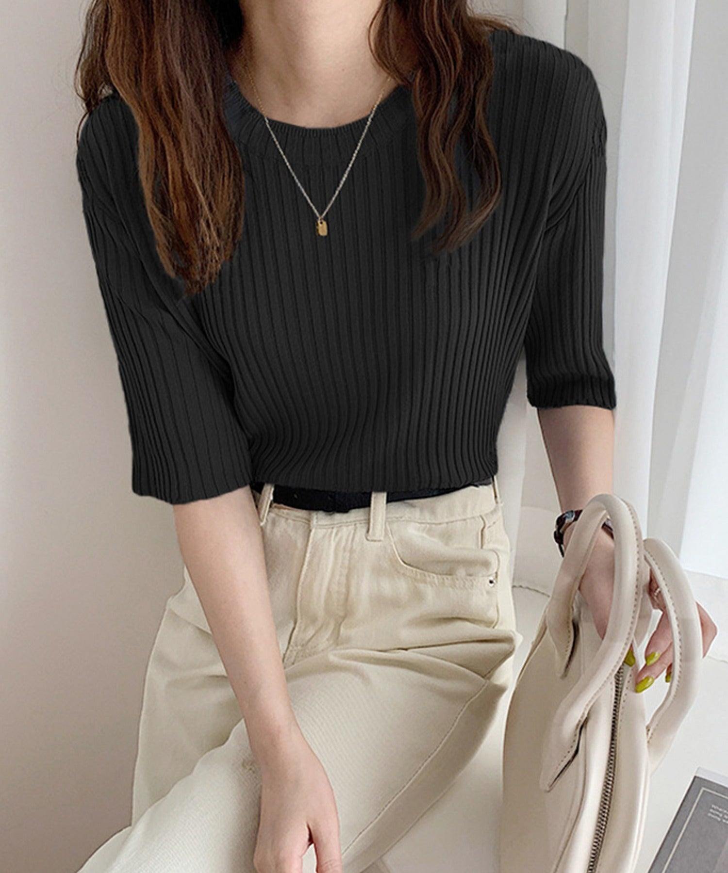 Jasmine Grandiflorum Large Ribbed Cut and Sew Top