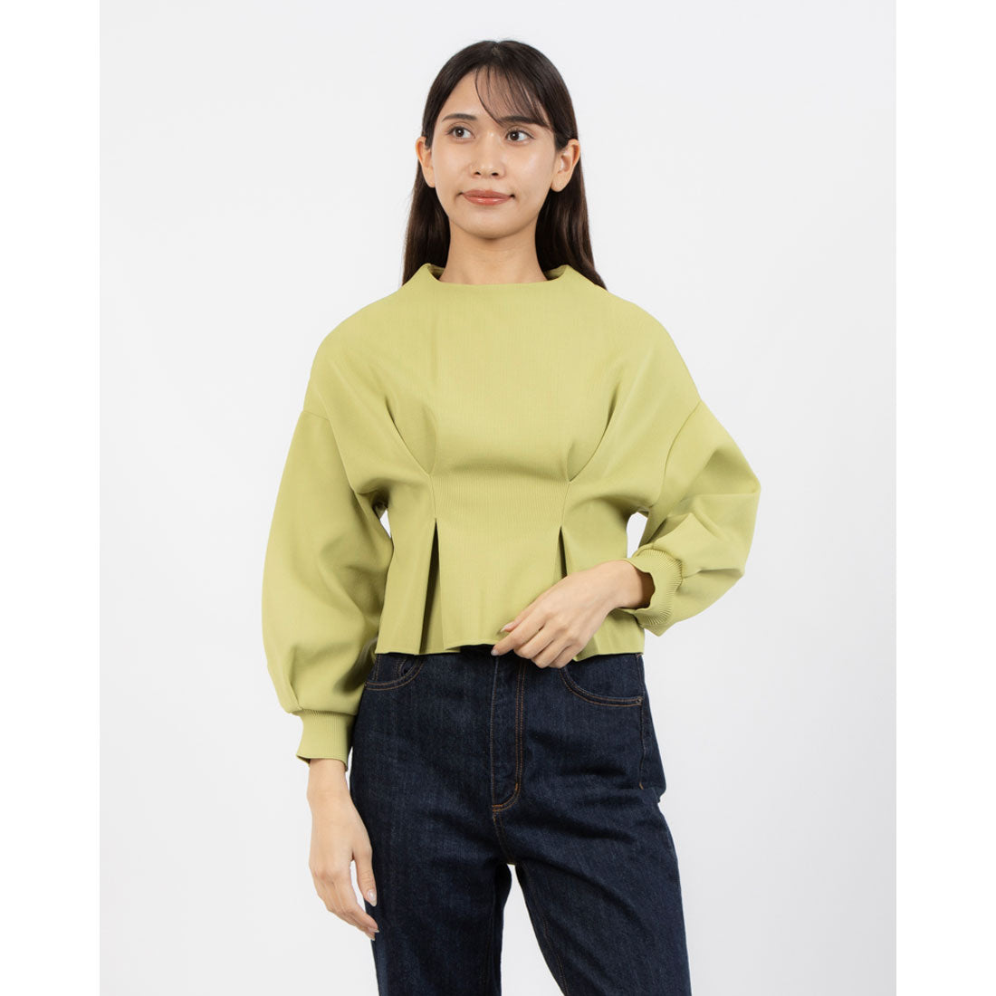 トーナル TONAL ウエストタックショートニット ライトグリーン