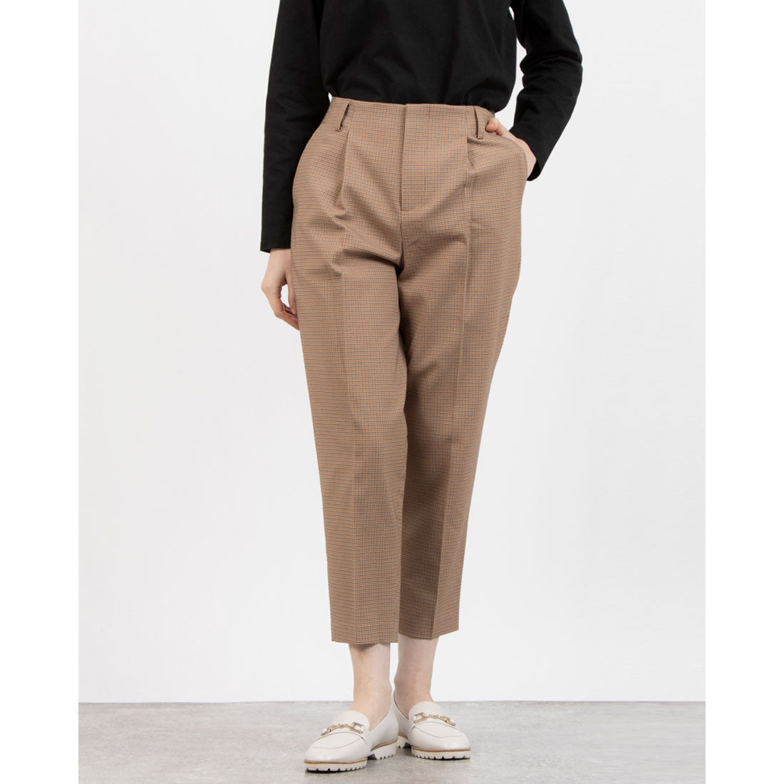 トーナル TONAL チェックテーパードパンツ ダークミックス