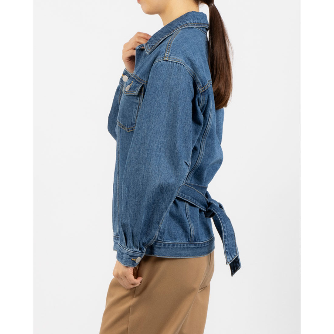 トーナル TONAL ウェストリボンデニムブルゾン インディゴ