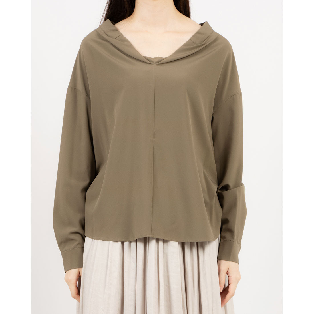 トーナル TONAL Peニュアンス衿ブラウス カーキ