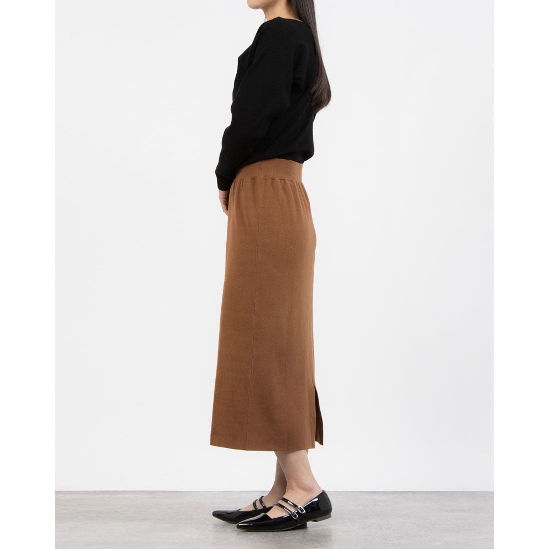 トーナル TONAL Vネックニットワンピース キャメル
